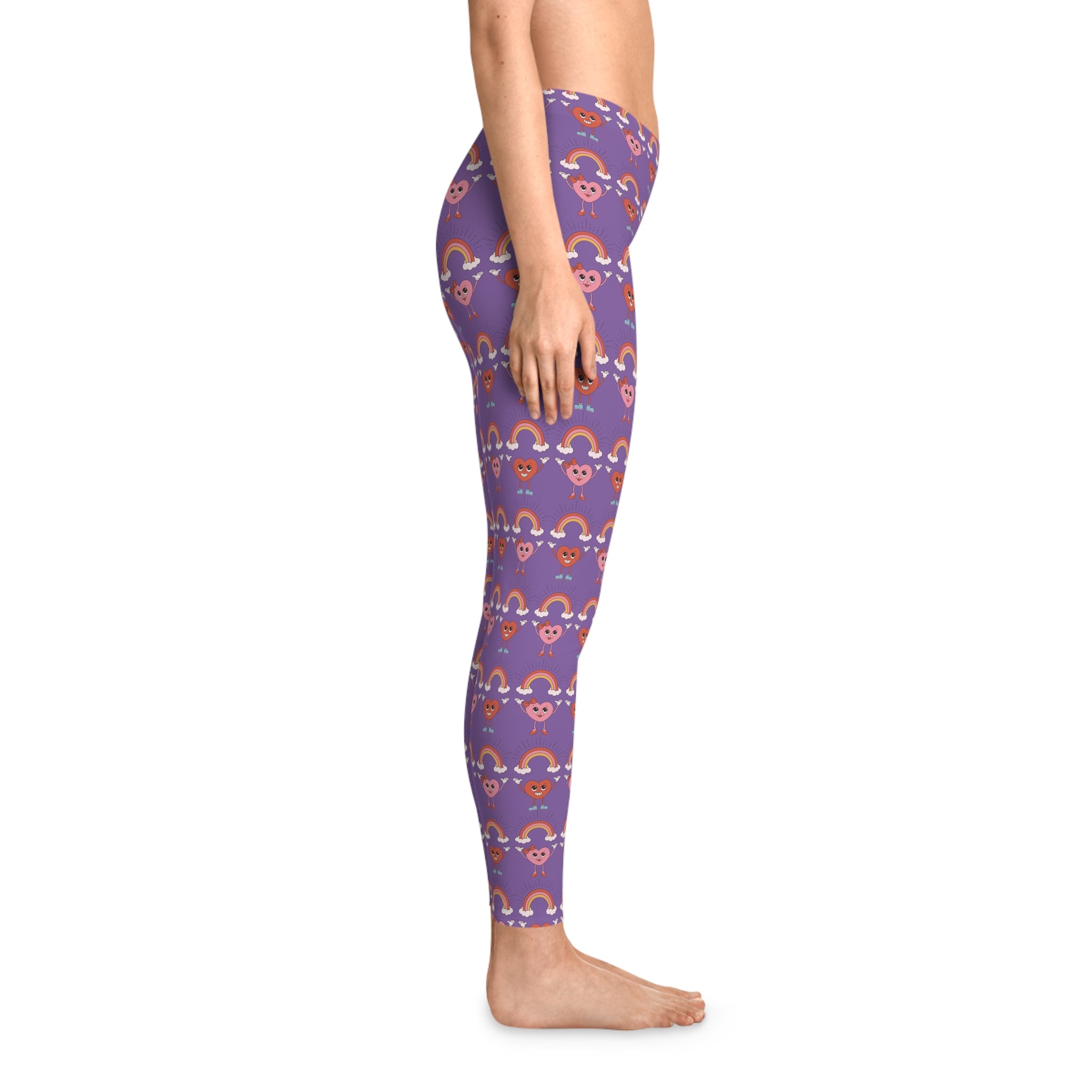 Women's Stretchy Leggings - Hearts and Rainbows