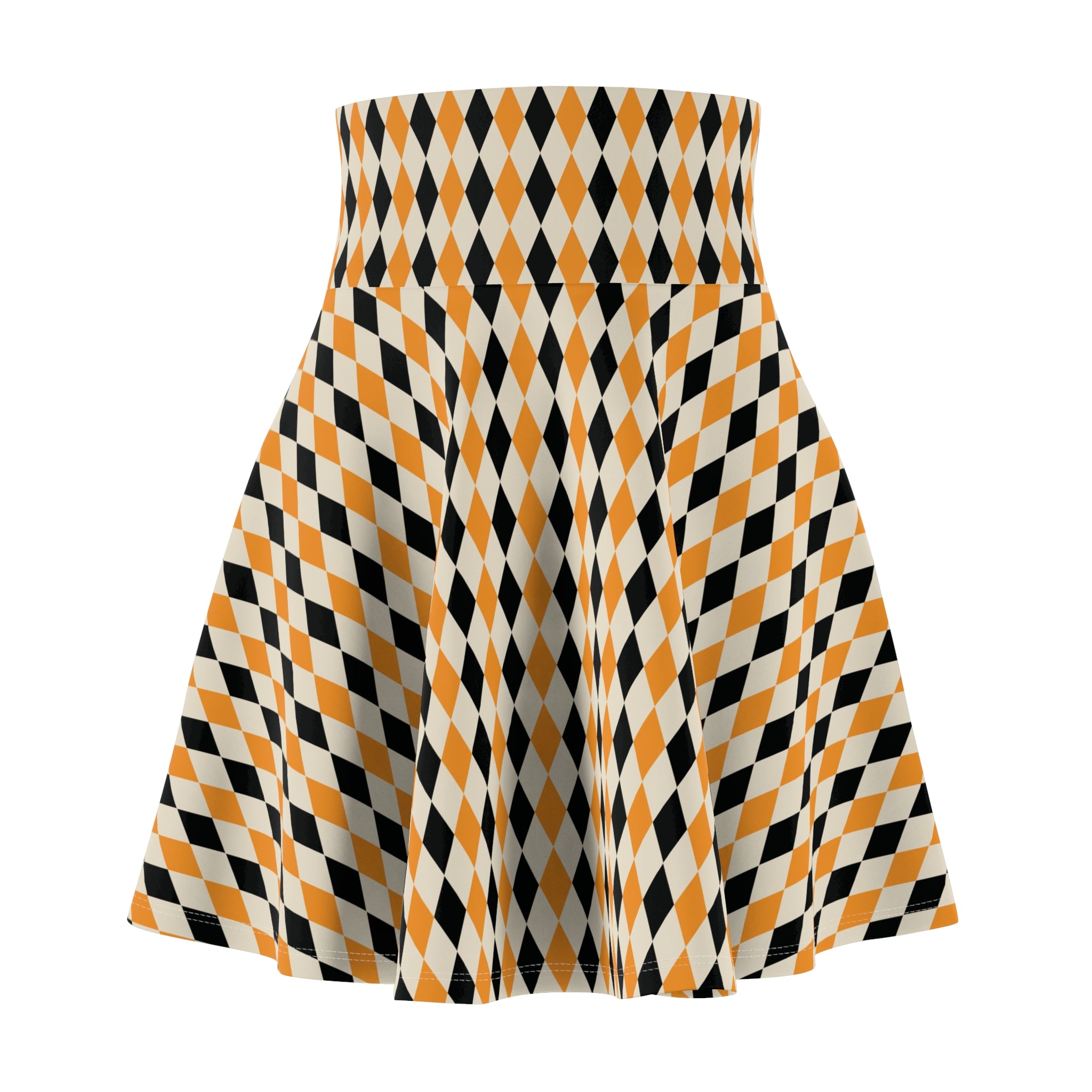 Halloween Diamond Check Women's Skater Skirt