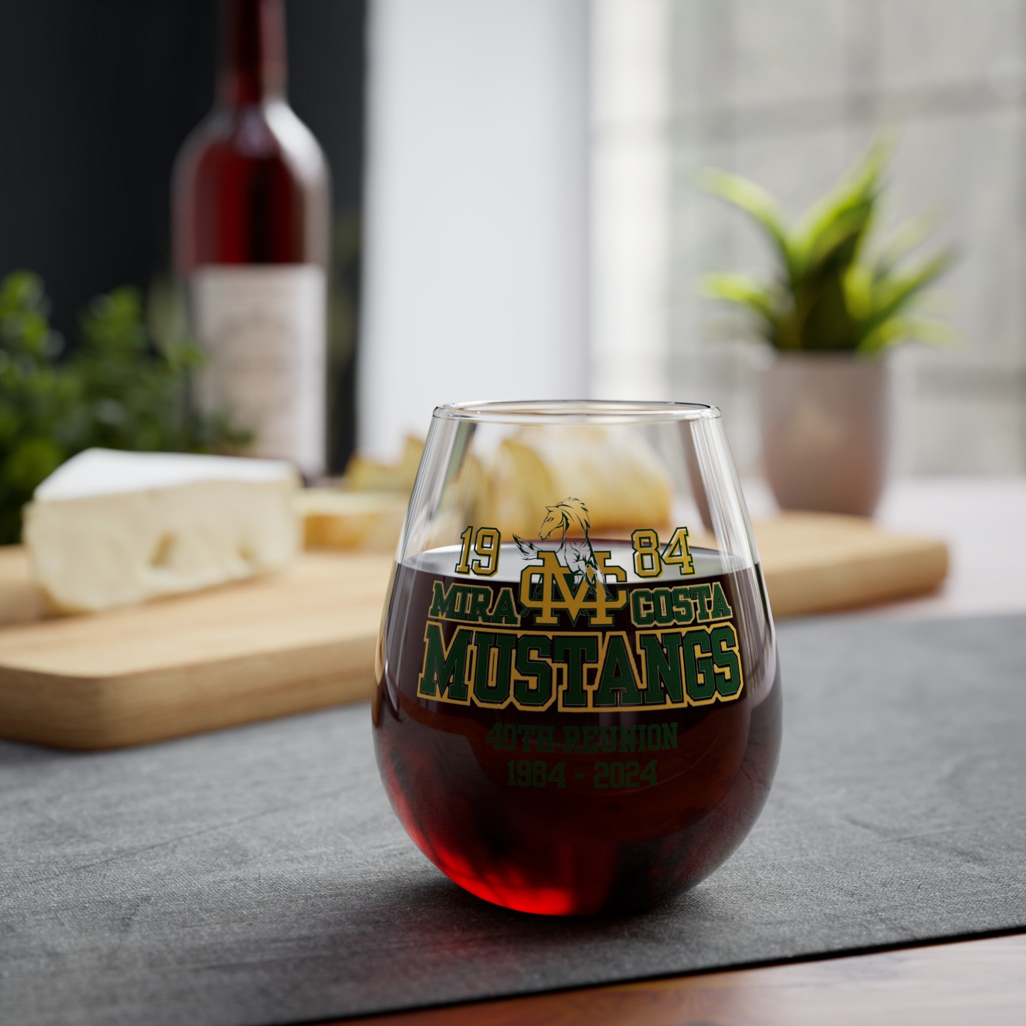 MCHS - Mira Costa Mustangs 1984 Stemless Wine Glass, 11.75oz - MC8415