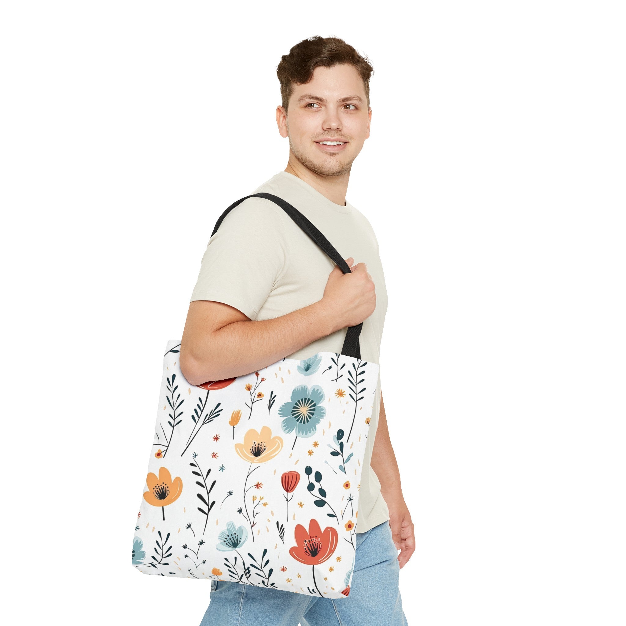 Reusable Tote Bag - Colorful Flowers (Light)