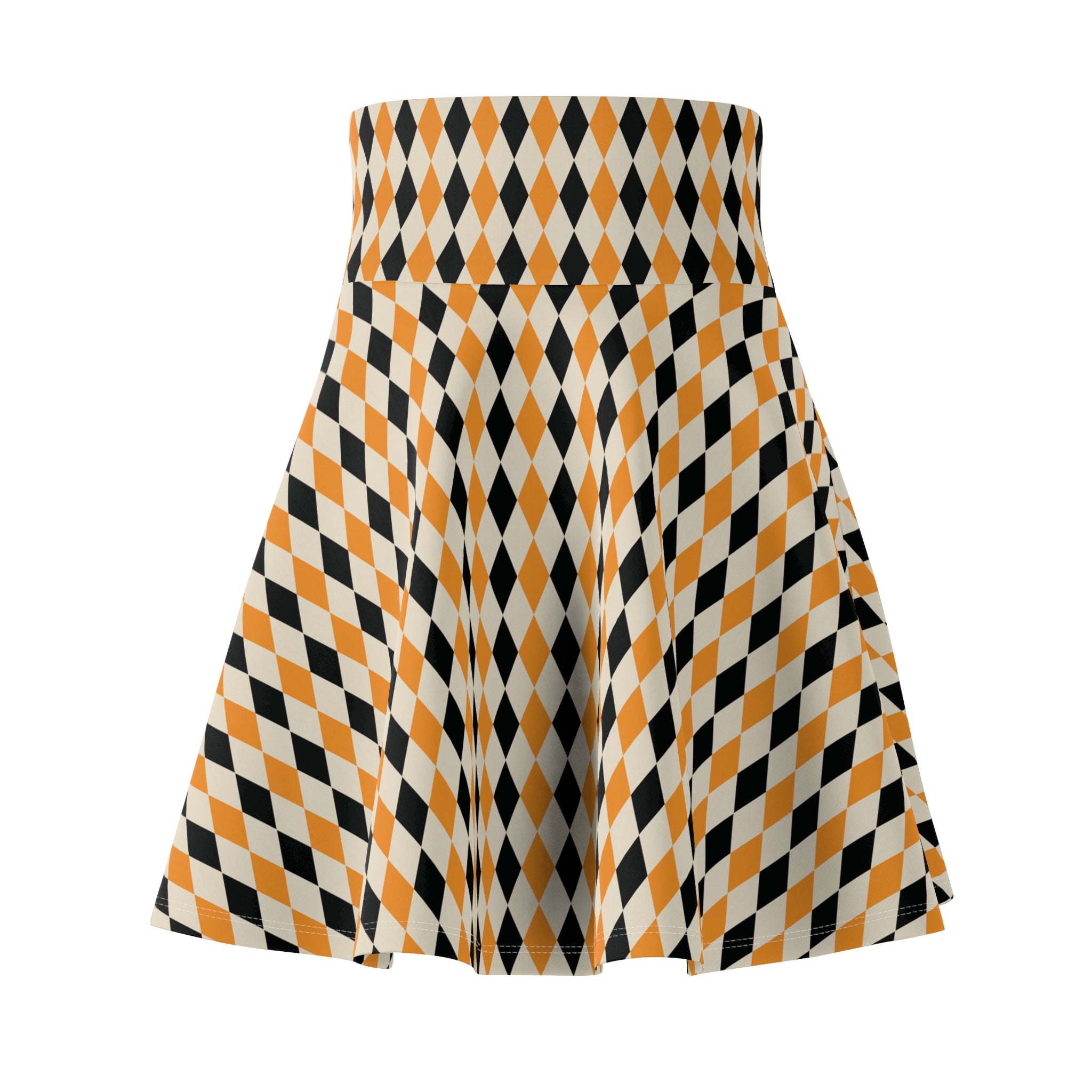 Halloween Diamond Check Women's Skater Skirt