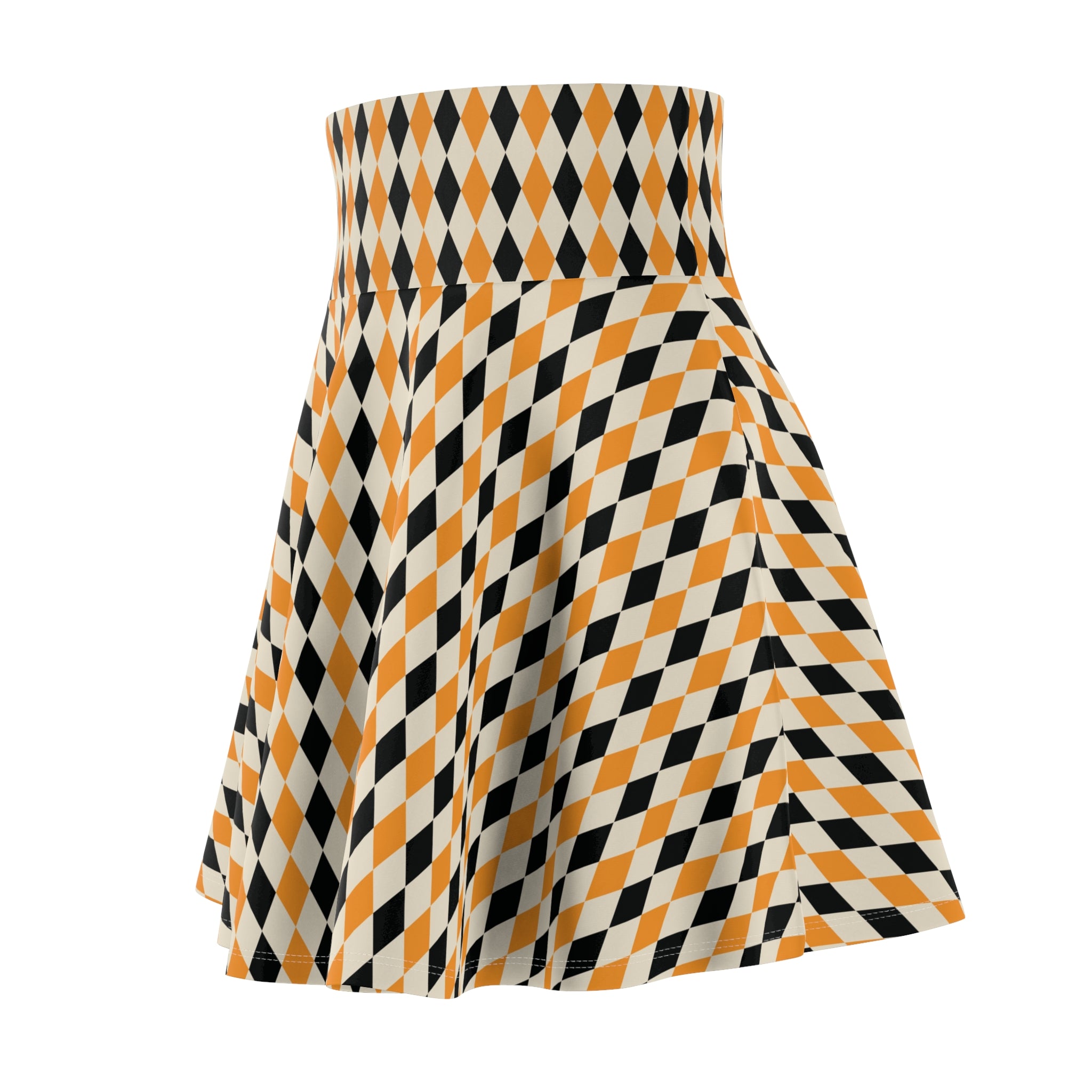 Halloween Diamond Check Women's Skater Skirt