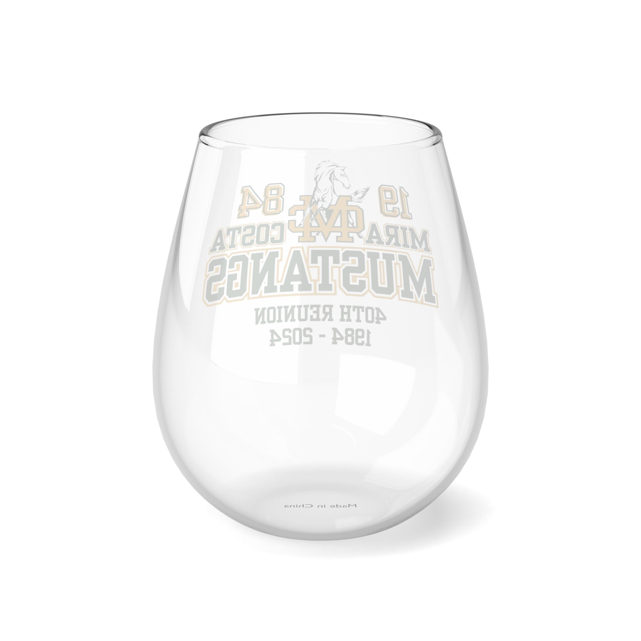 MCHS - Mira Costa Mustangs 1984 Stemless Wine Glass, 11.75oz - MC8415