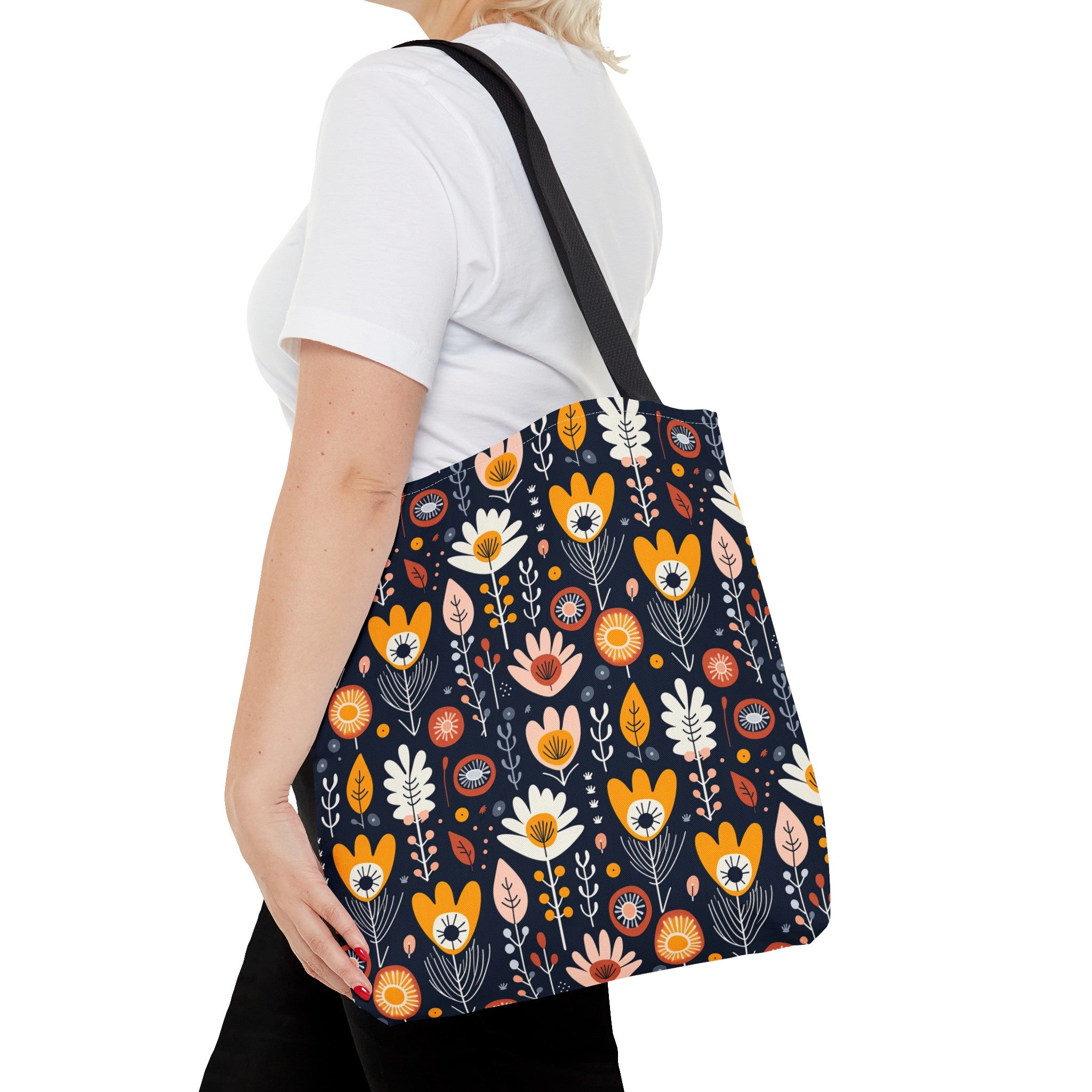 Reusable Tote Bag - Bright Flowers (Dark)