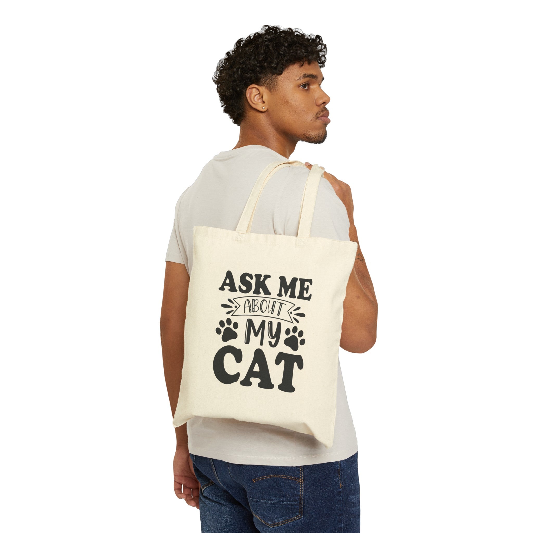 Reusable Tote Bag - Ask Me About My Cats