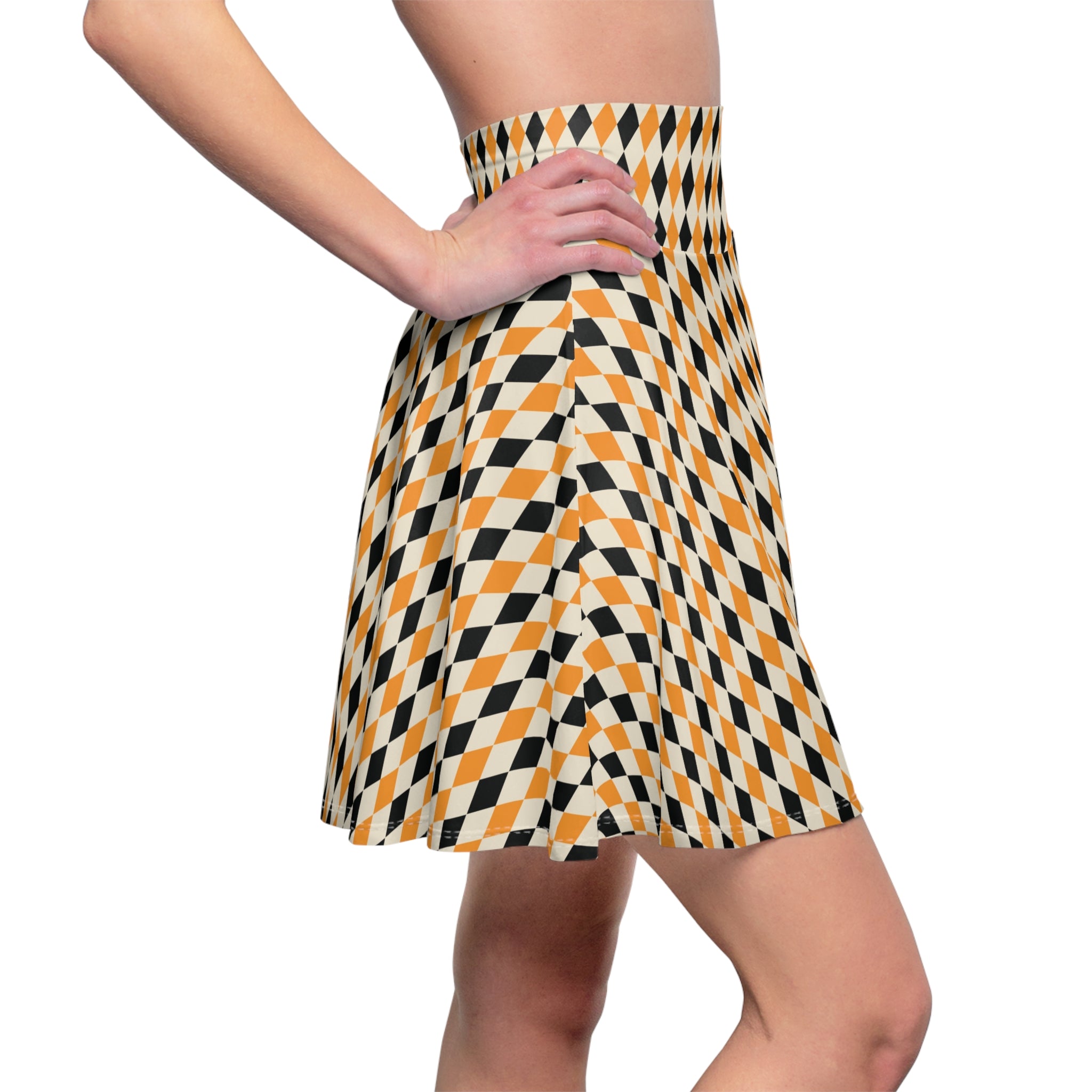 Halloween Diamond Check Women's Skater Skirt