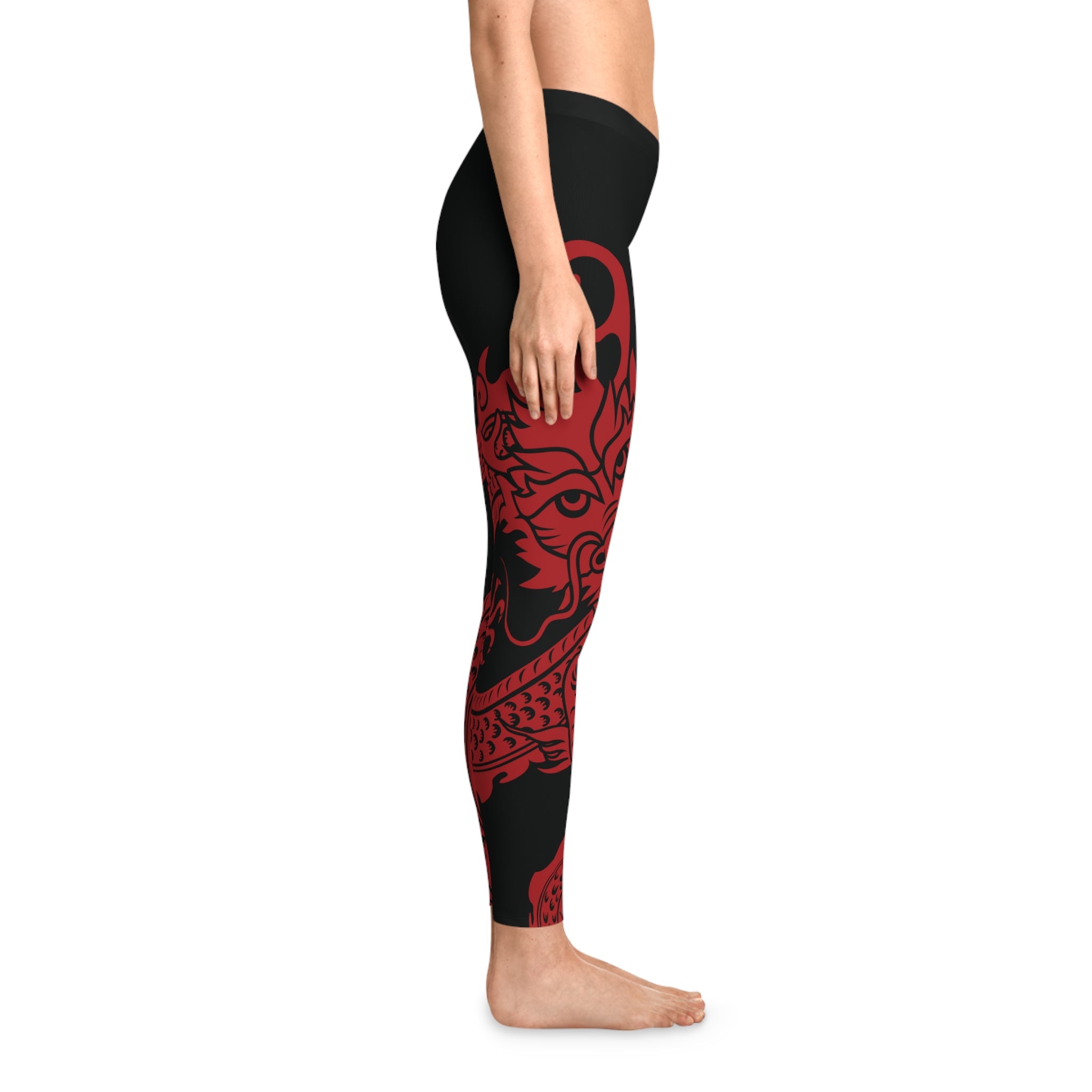 Womens Stretchy Leggings - Red Dragon