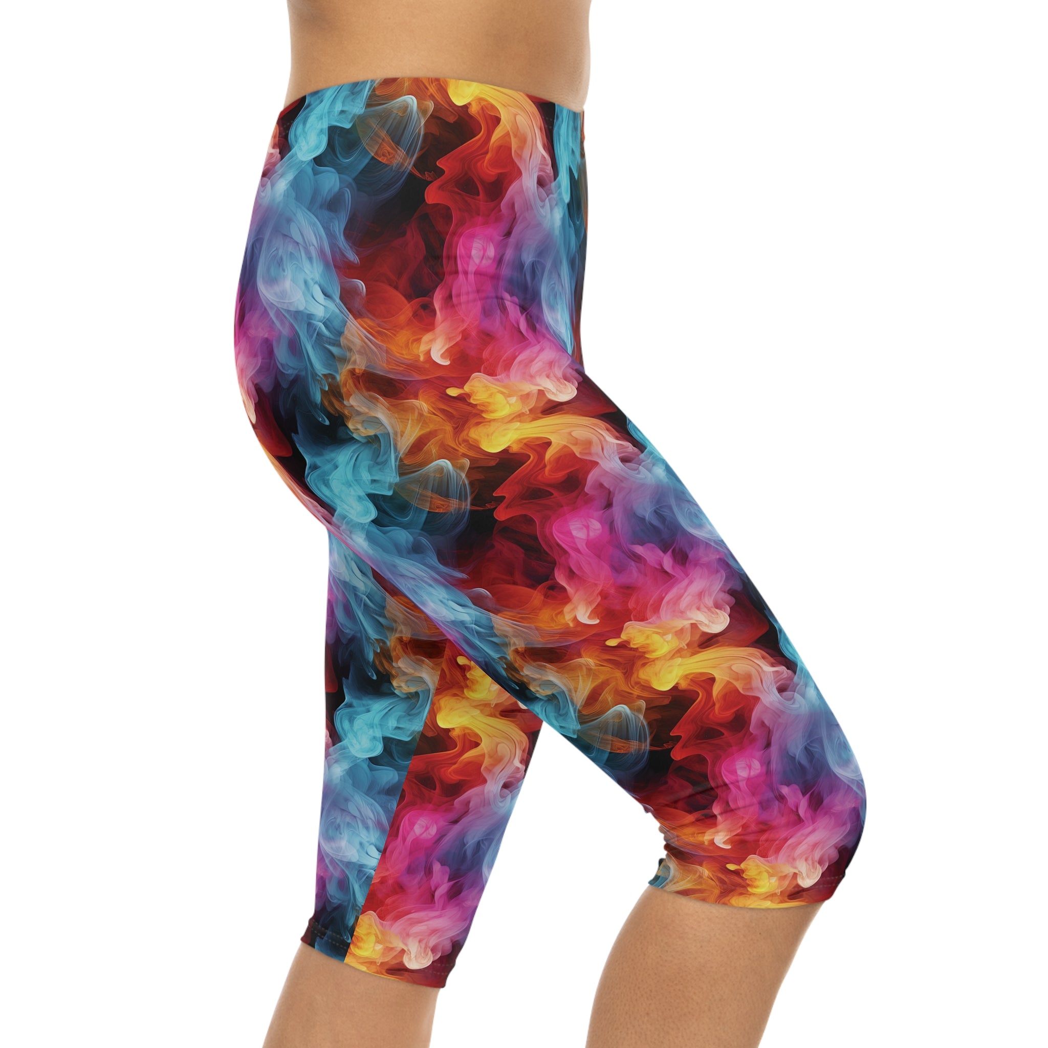 Women's Capri Leggings - Colorful Smoke