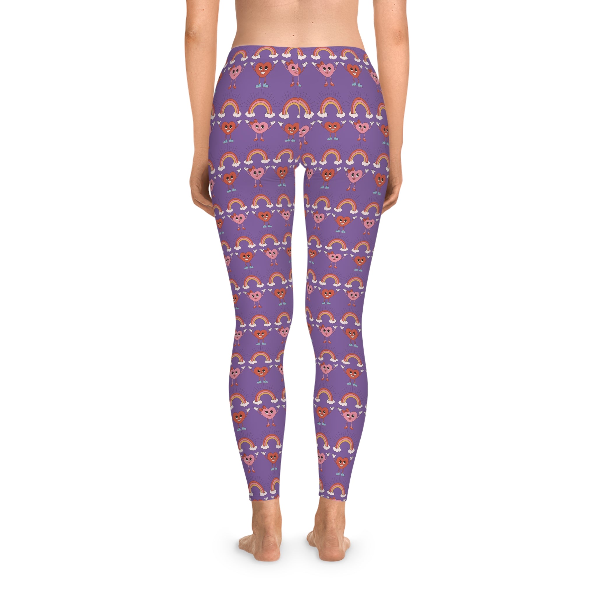 Women's Stretchy Leggings - Hearts and Rainbows