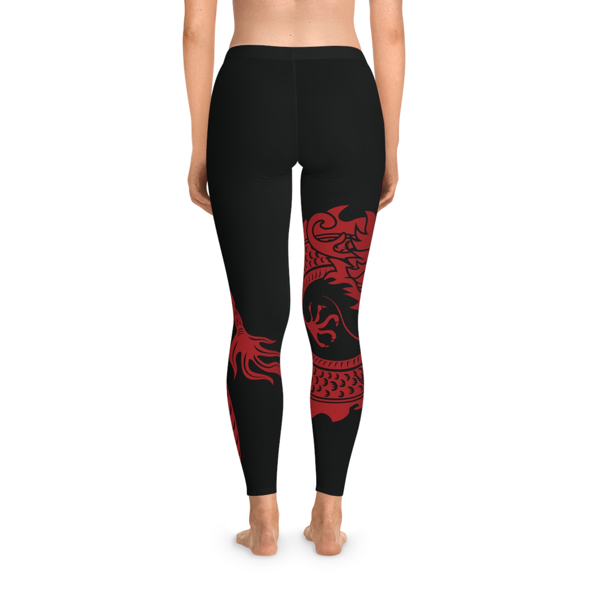 Womens Stretchy Leggings - Red Dragon