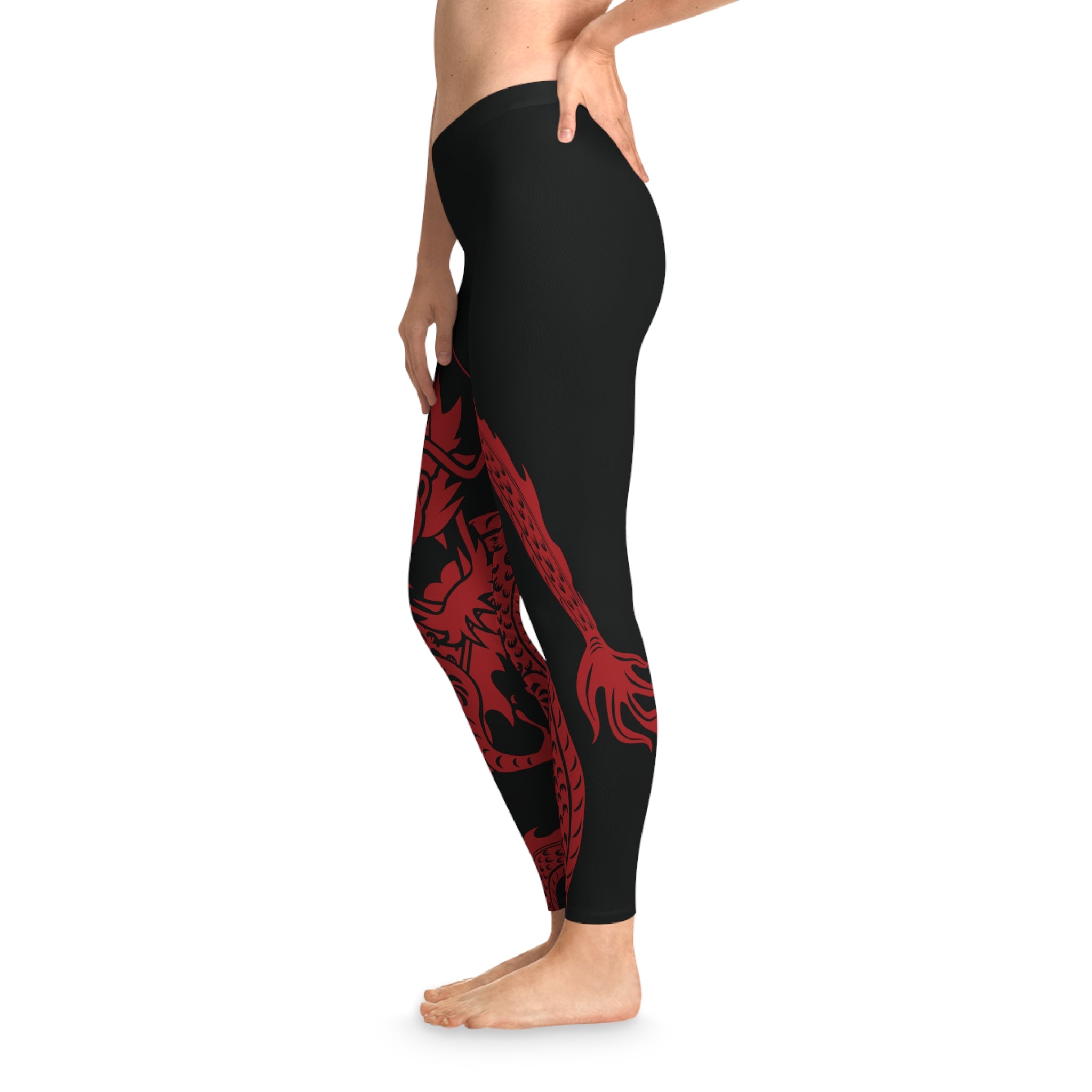 Womens Stretchy Leggings - Red Dragon