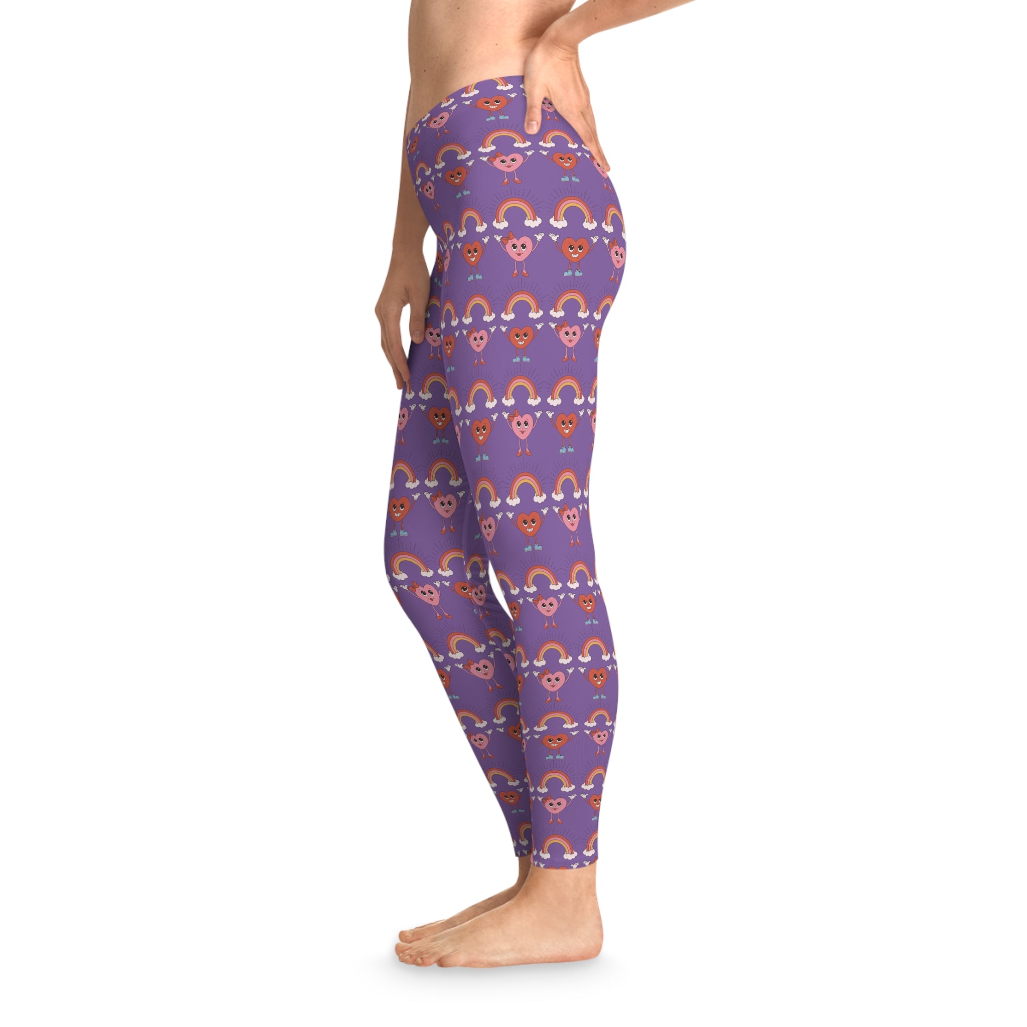 Women's Stretchy Leggings - Hearts and Rainbows