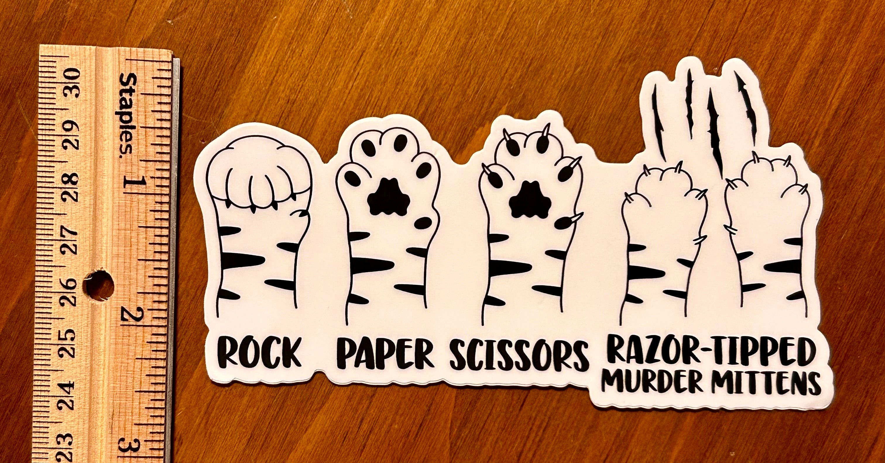 Vinyl Sticker - Rock, Paper, Scissors, Cat Paw