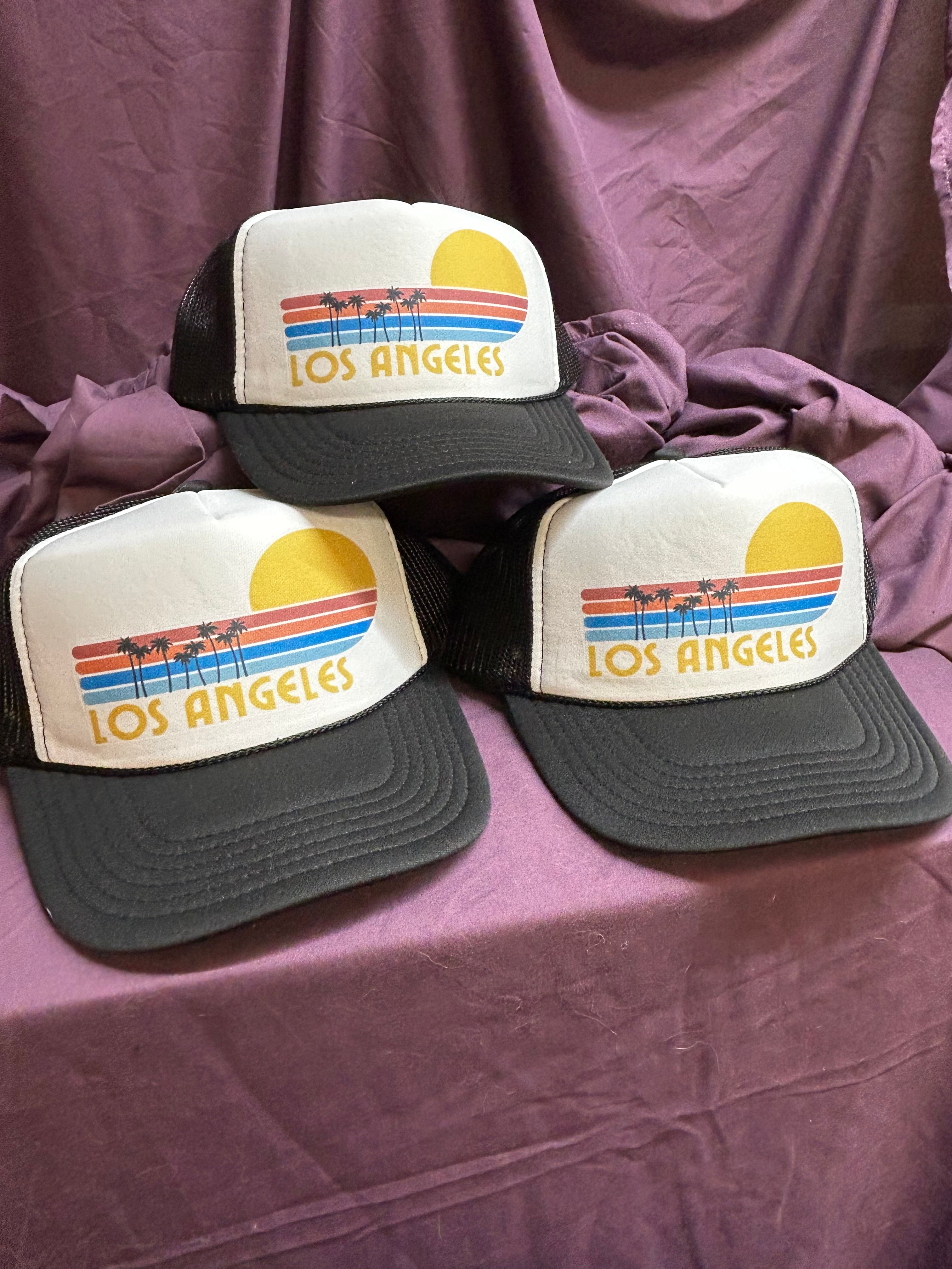 Trucker Hats for LA: Retro Sunset Palms