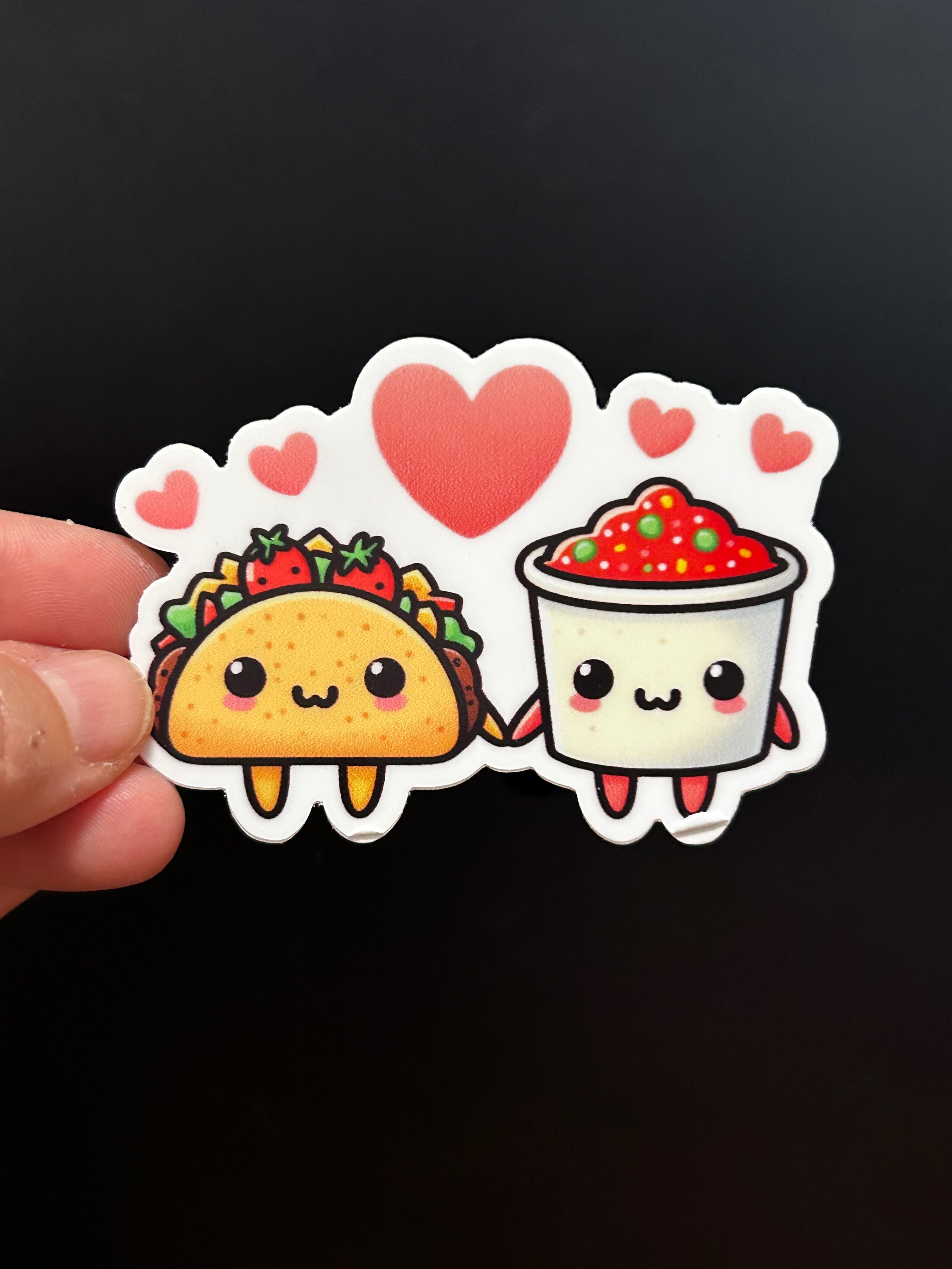 Vinyl Sticker - Kawaii Tacos & Salsa Love