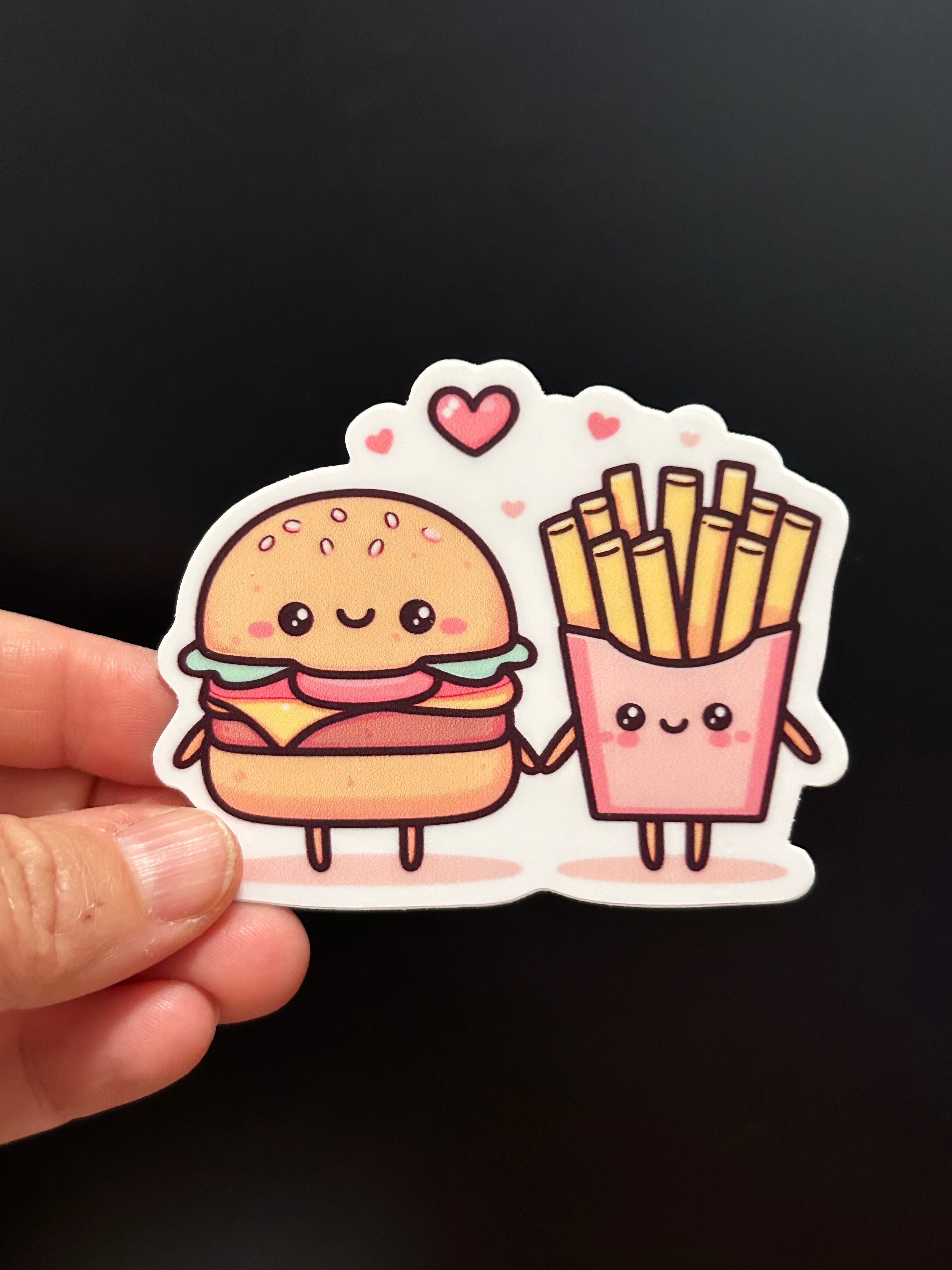 Vinyl Sticker - Kawaii Burgers & Fries Love