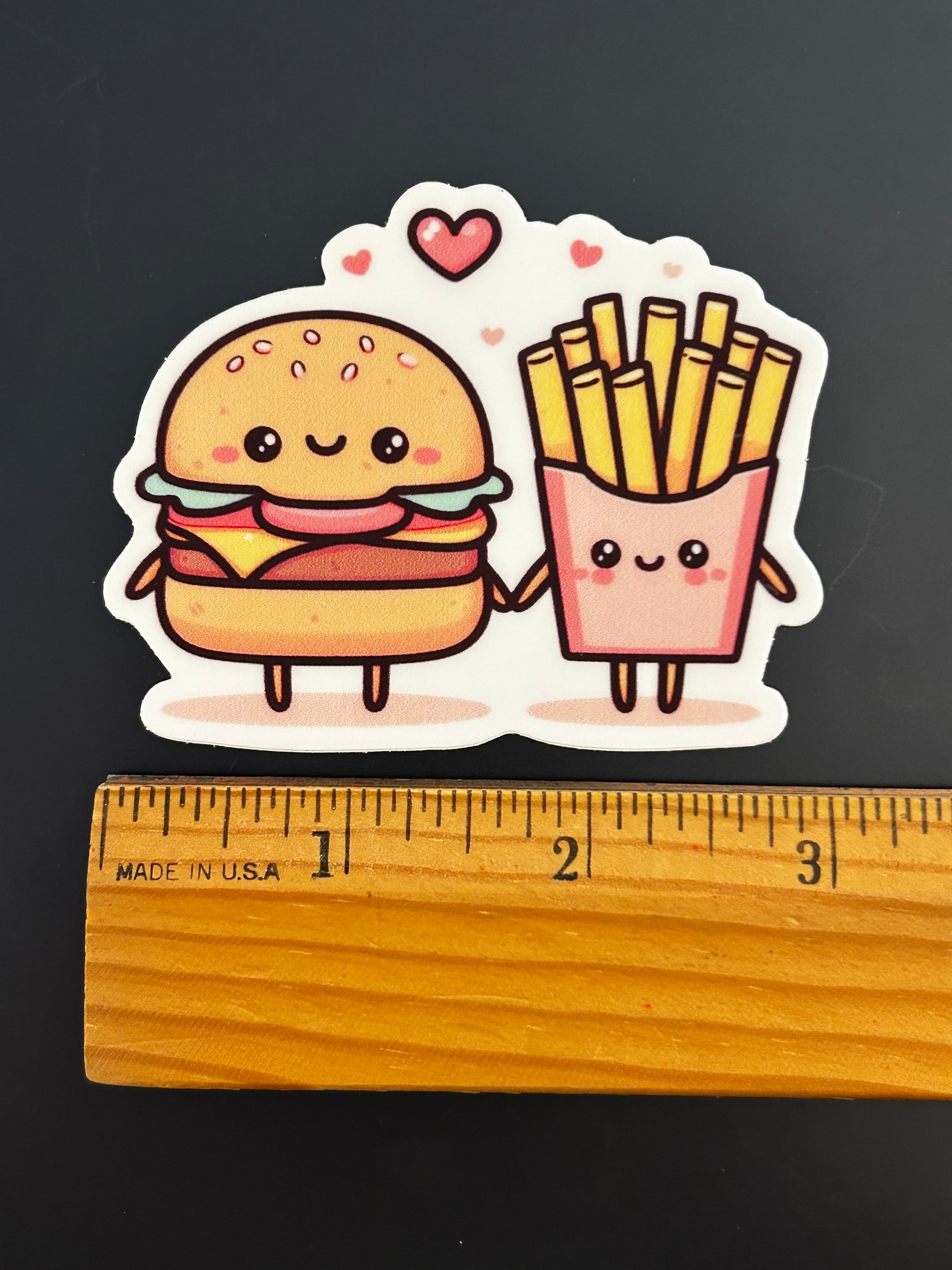 Vinyl Sticker - Kawaii Burgers & Fries Love