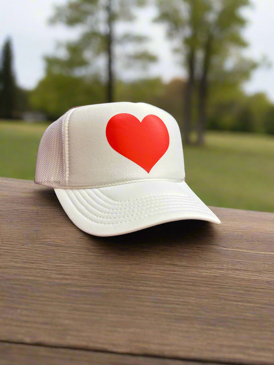 Love is in the Air: Red Heart Adjustable Mesh Trucker Hat