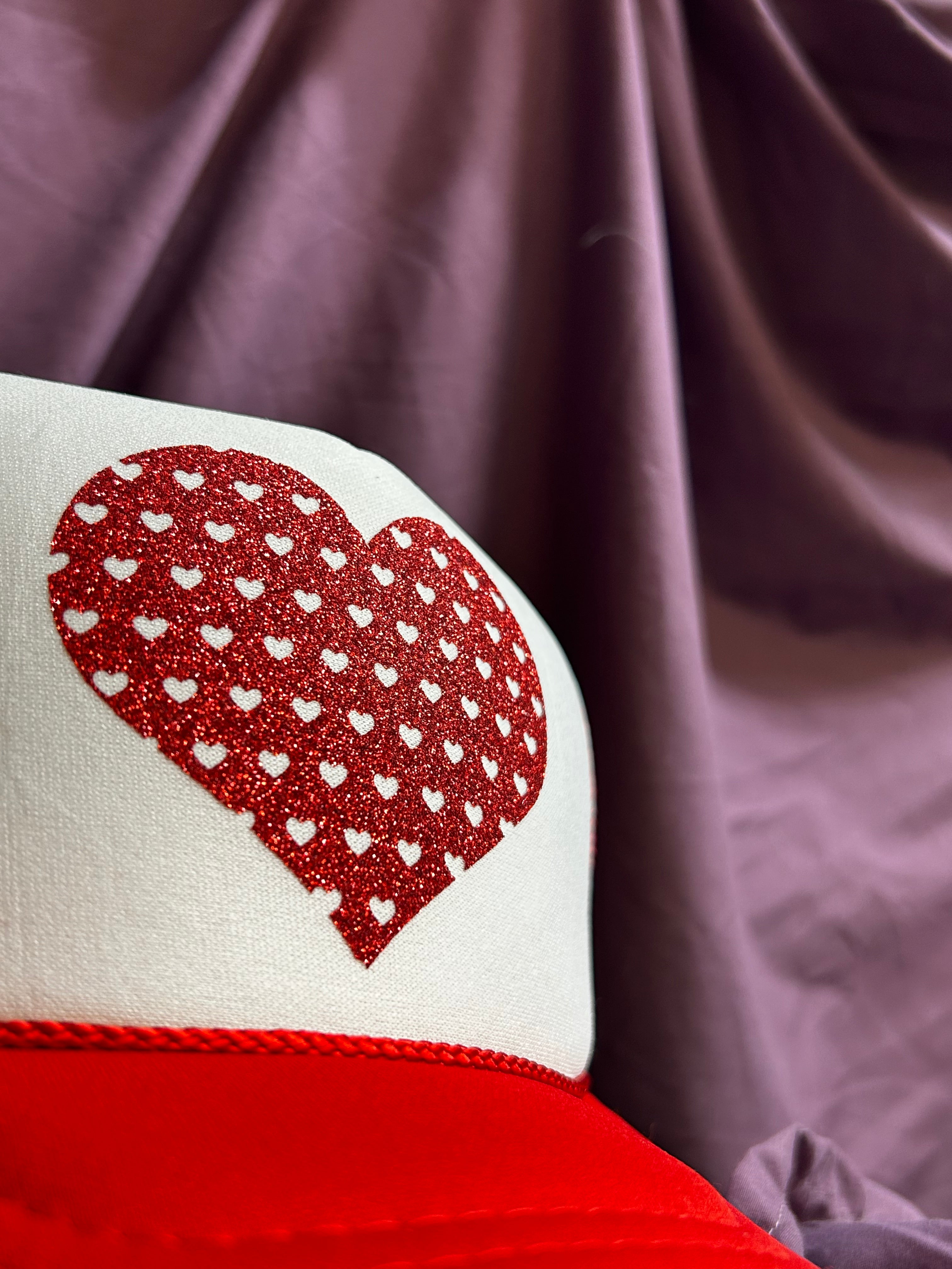 Love is in the Air: Mesh Heart Adjustable Foam Mesh Trucker Hat