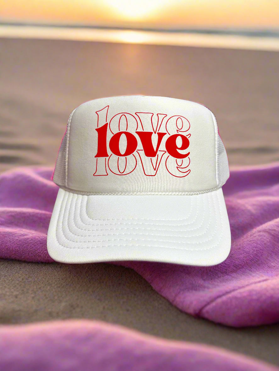 Love is in the Air: Love on Repeat Adjustable Mesh Trucker Hat