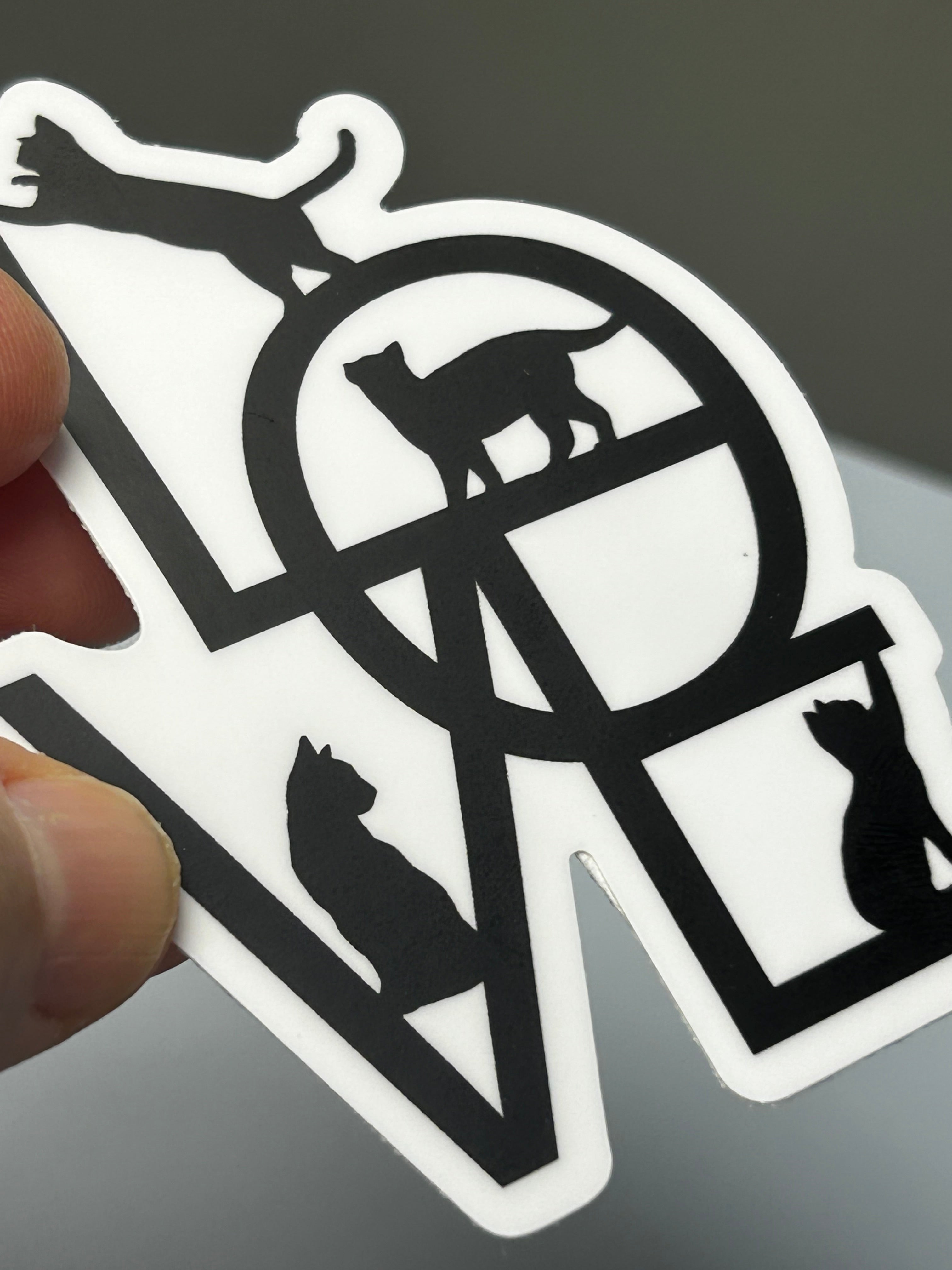 Vinyl Sticker - Geometric "LOVE" Cats