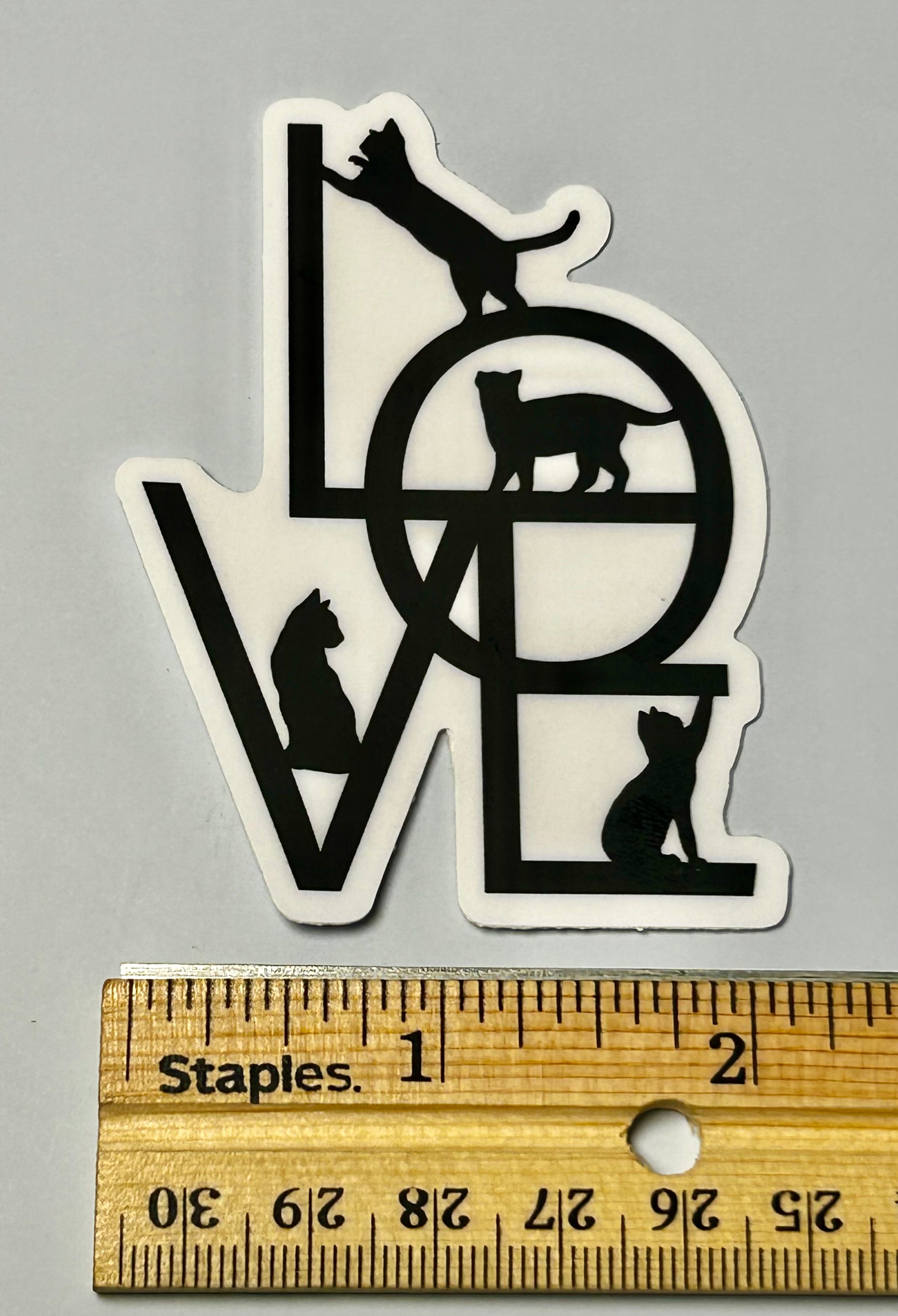 Vinyl Sticker - Geometric "LOVE" Cats