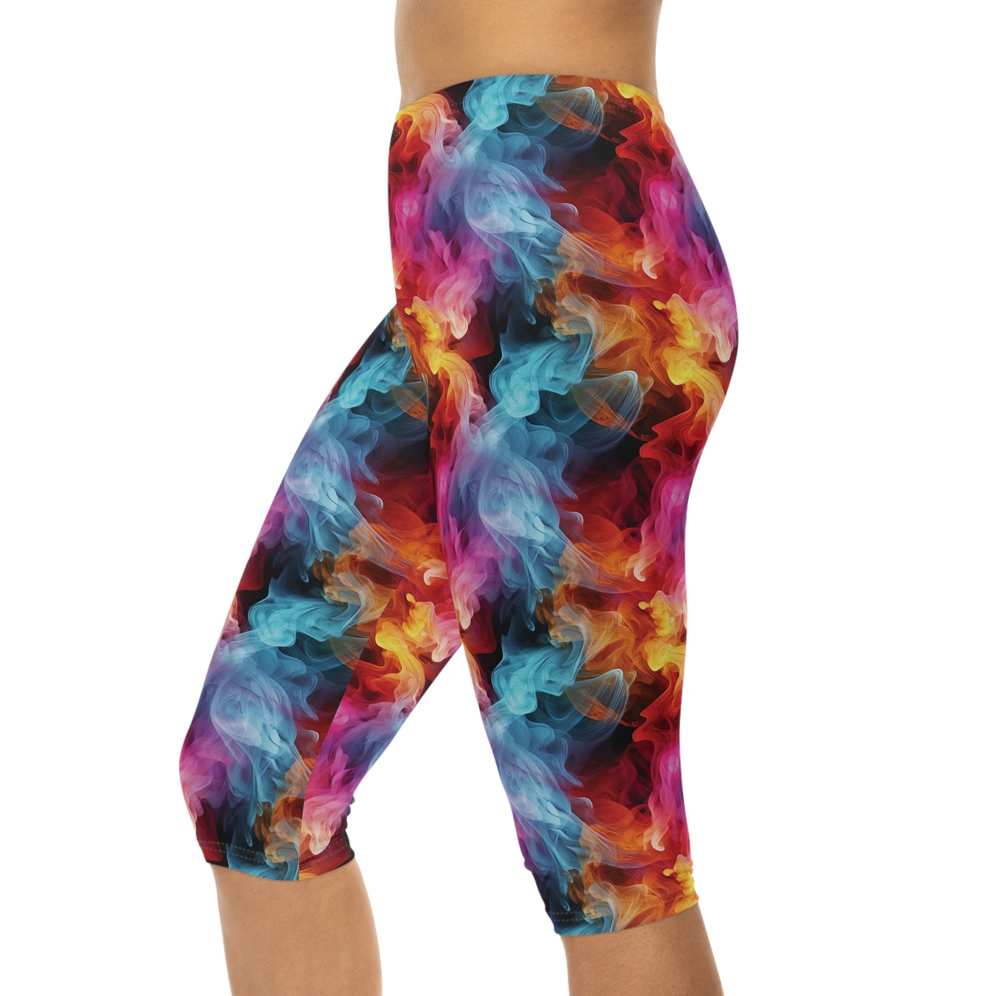 Women's Capri Leggings - Colorful Smoke