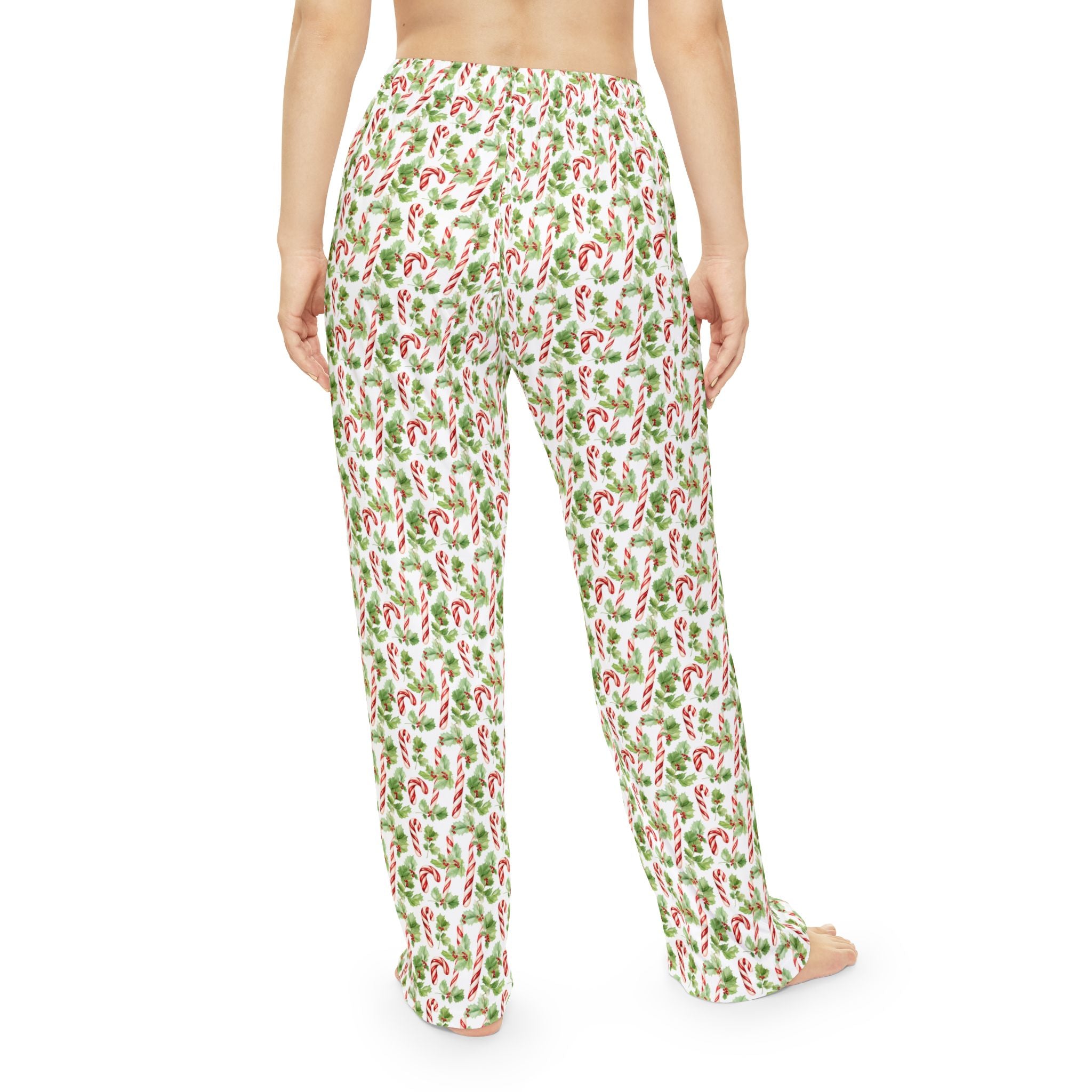 Women's Cozy Holiday Lounge Pants - Vintage Candy Canes