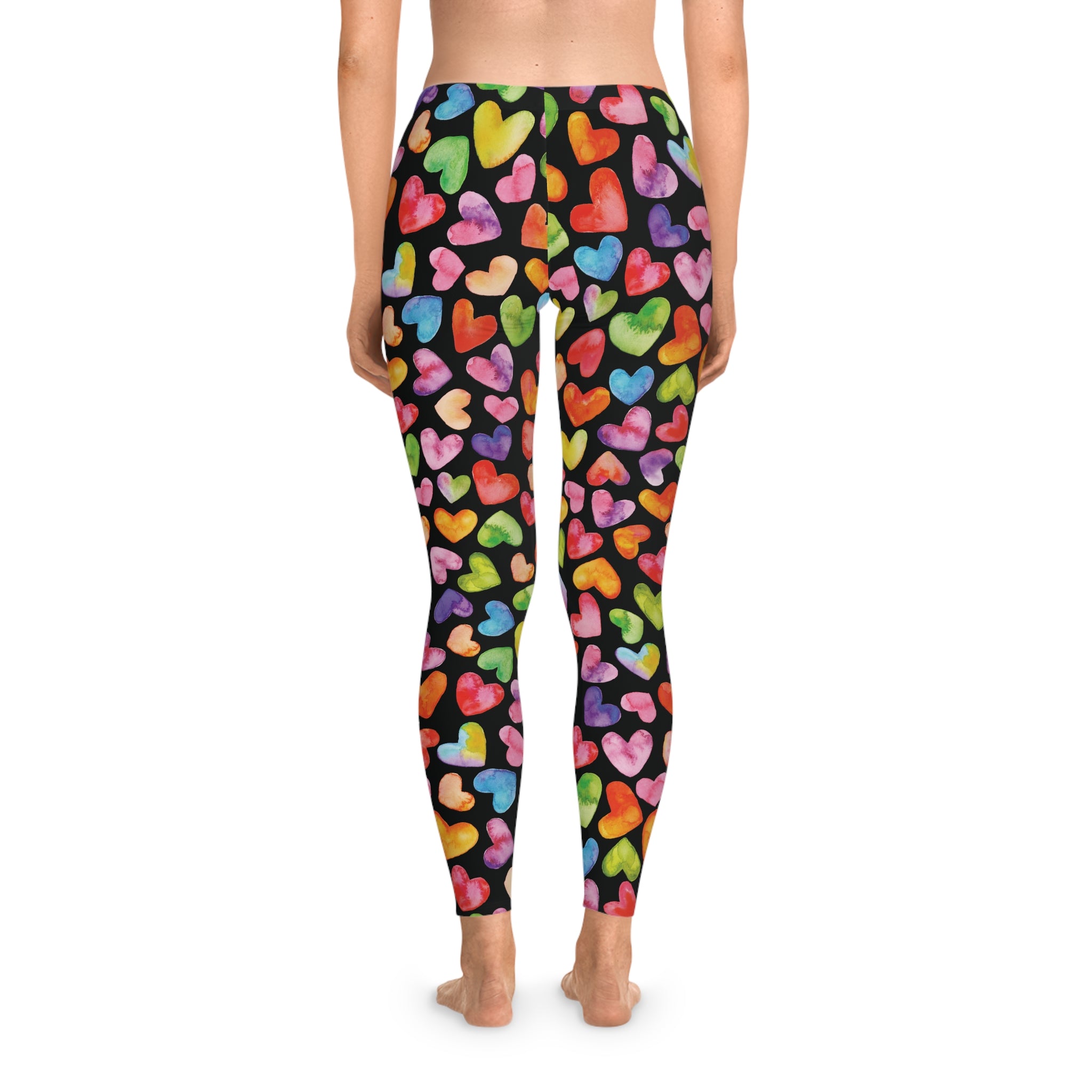 Women's Stretchy Leggings - Watercolor Hearts