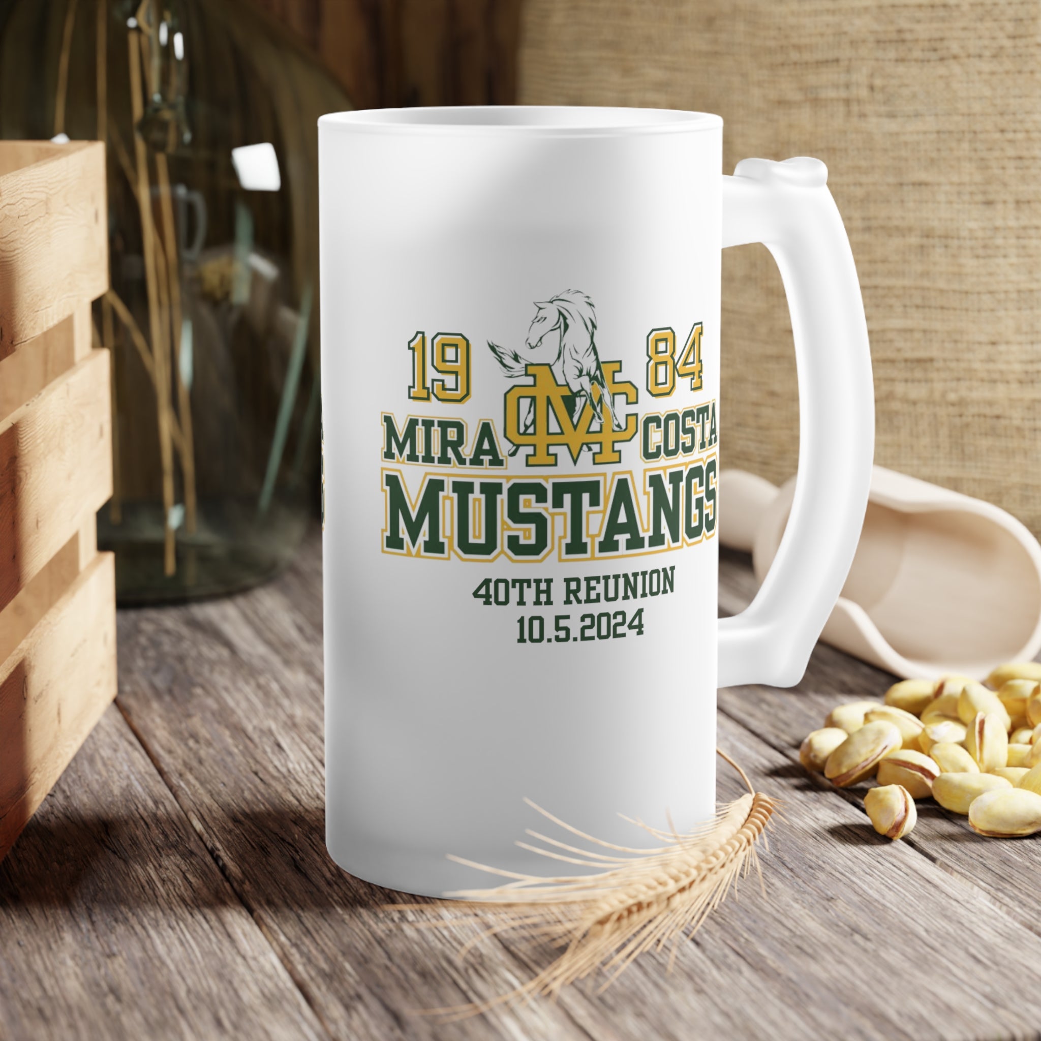 MCHS - Mira Costa Mustangs 1984 Frosted Glass Beer Mug - MC8414