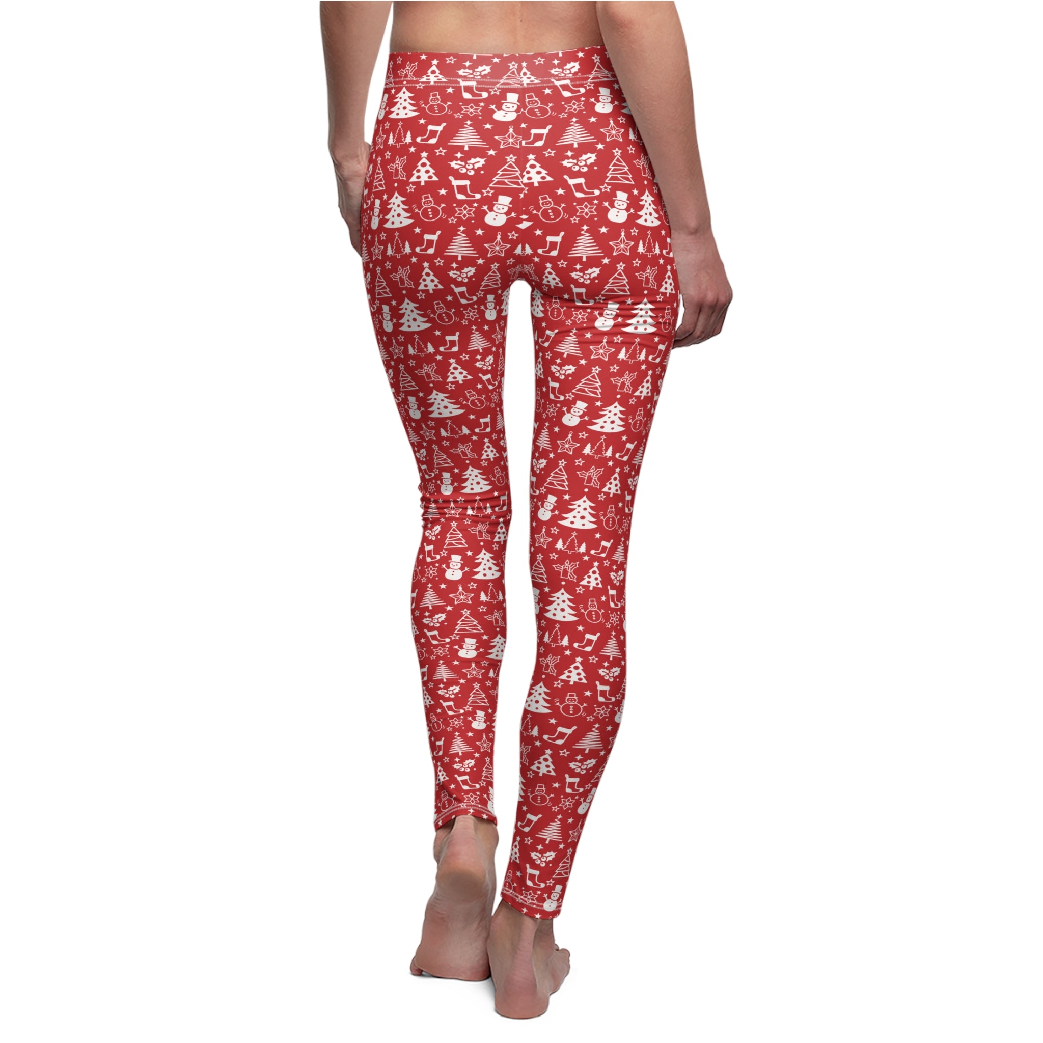 Festive Holiday Leggings - Red and White Christmas Designs