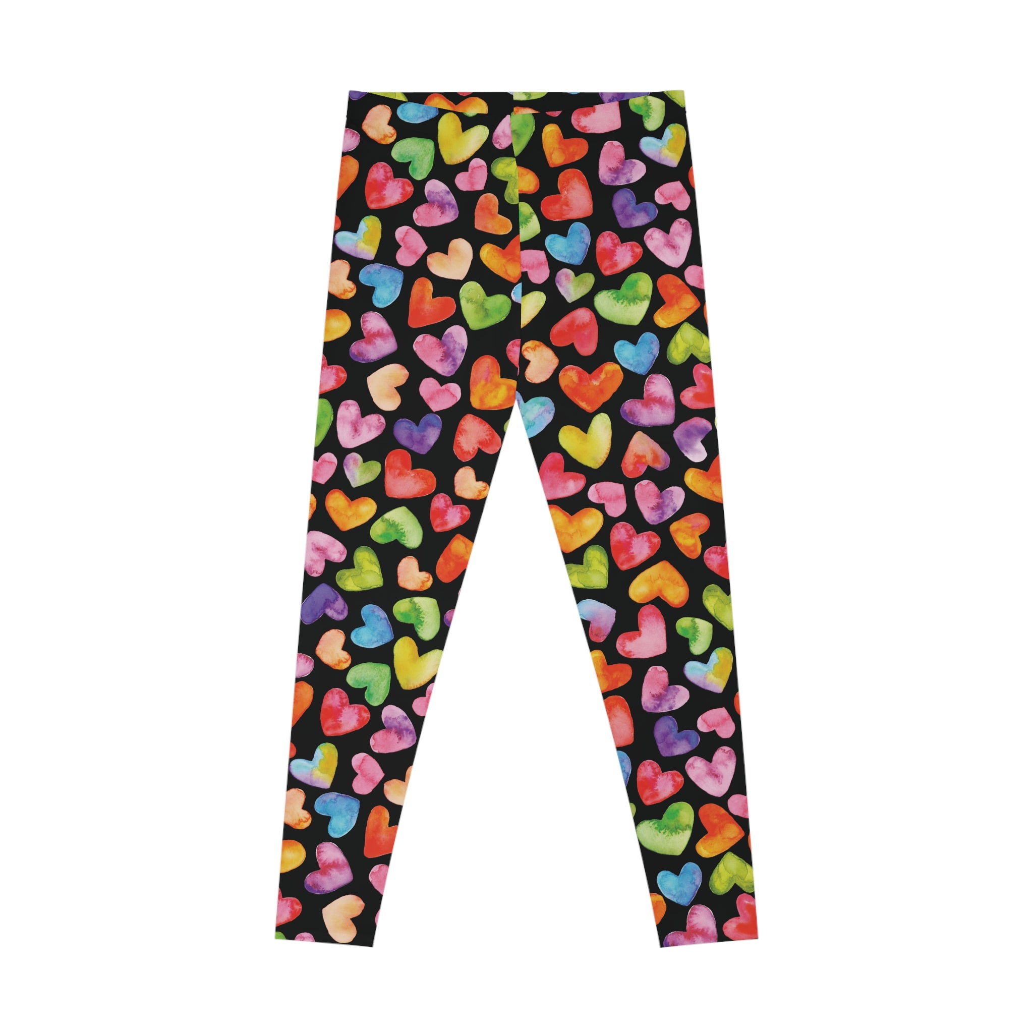 Women's Stretchy Leggings - Watercolor Hearts