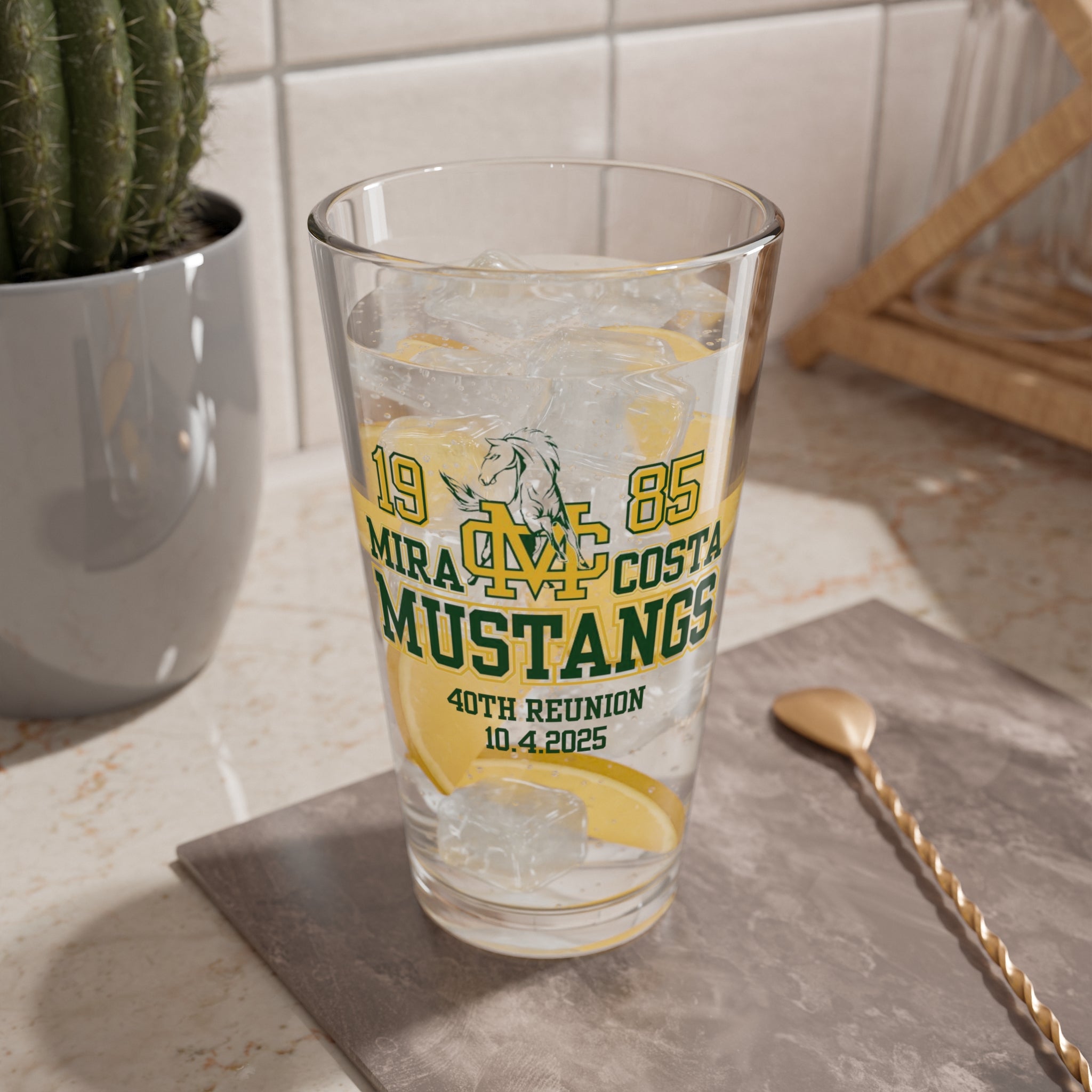 MCHS85 - Mira Costa Mustangs 1985  Pint Glass