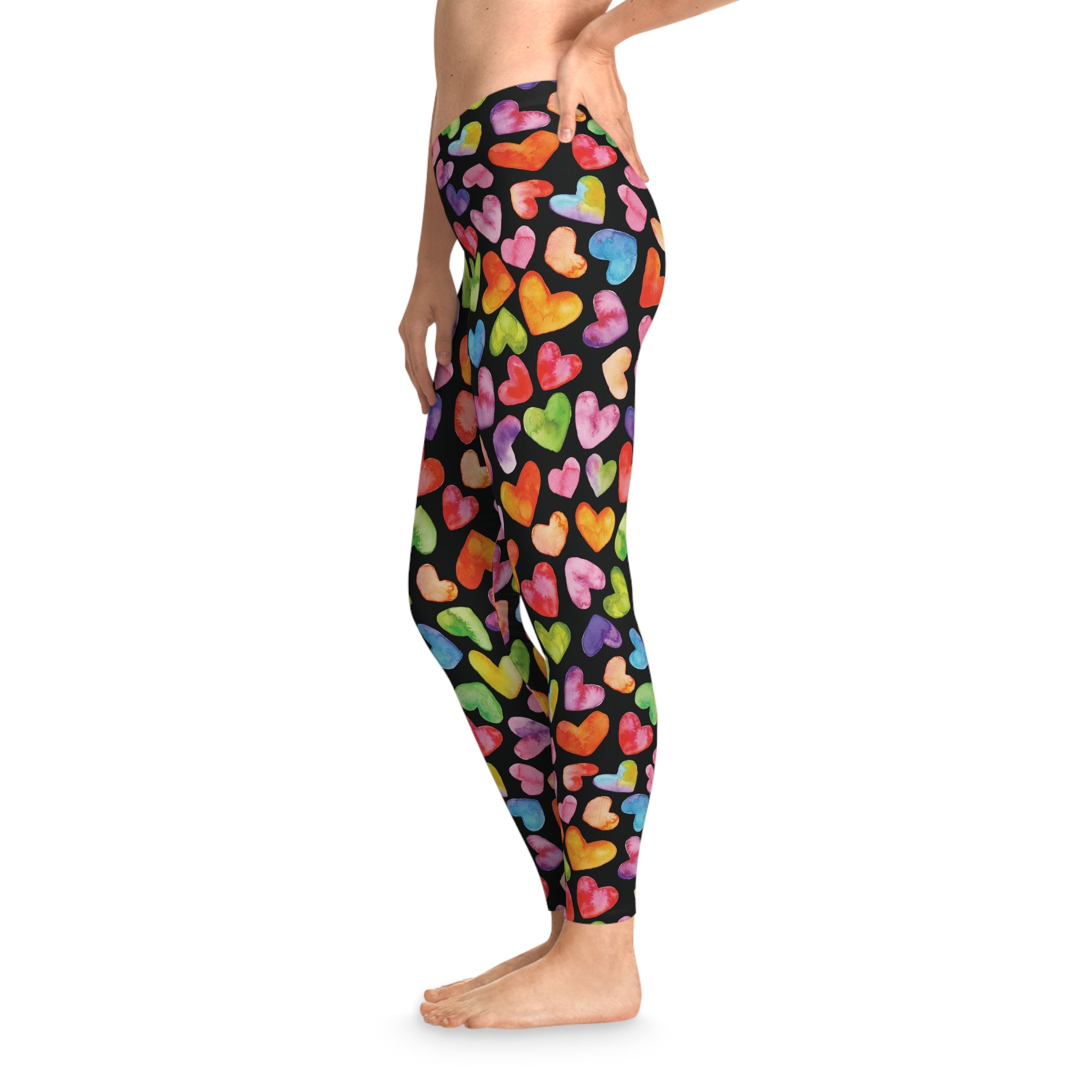 Women's Stretchy Leggings - Watercolor Hearts