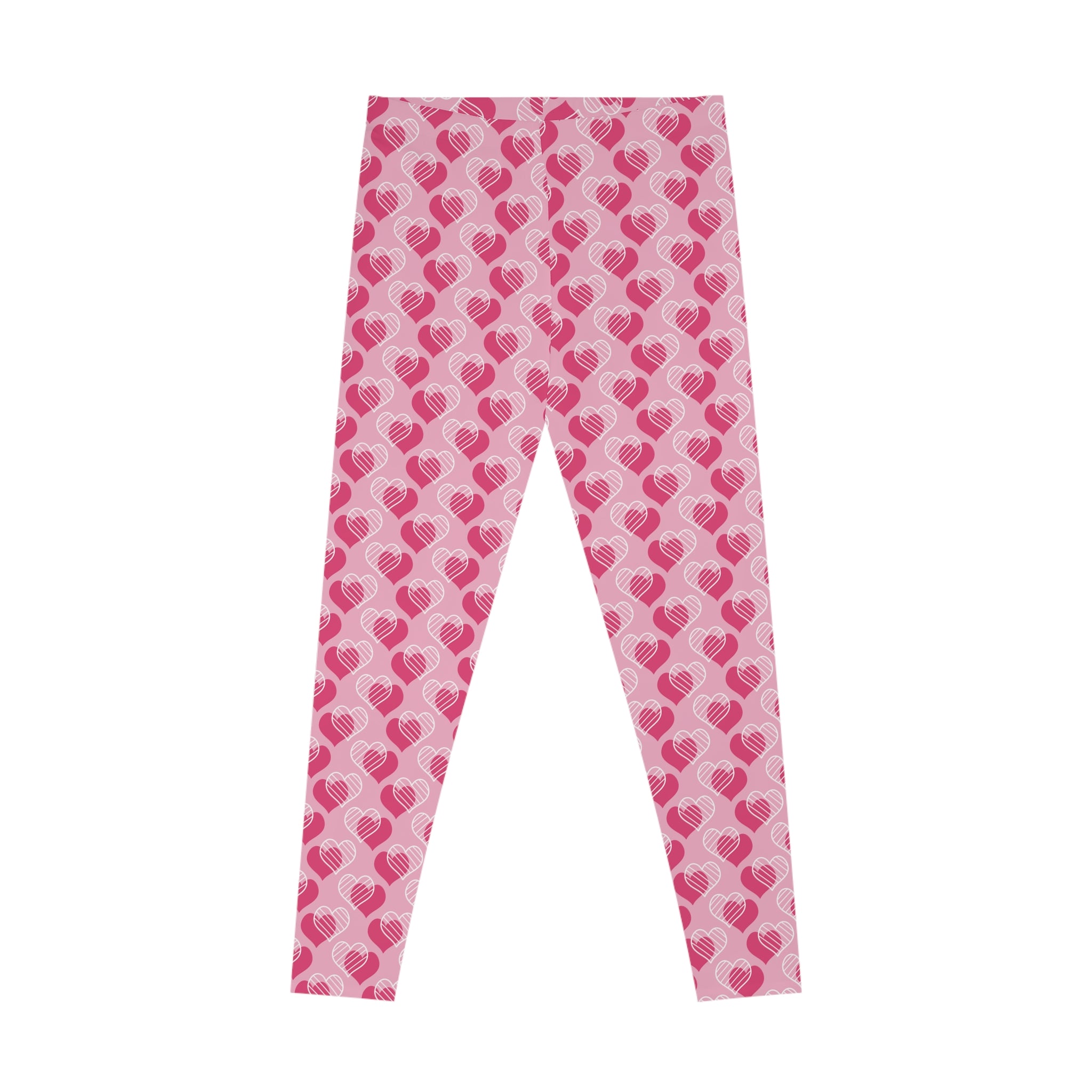 Women's Stretchy Leggings - Pink and Red Hearts