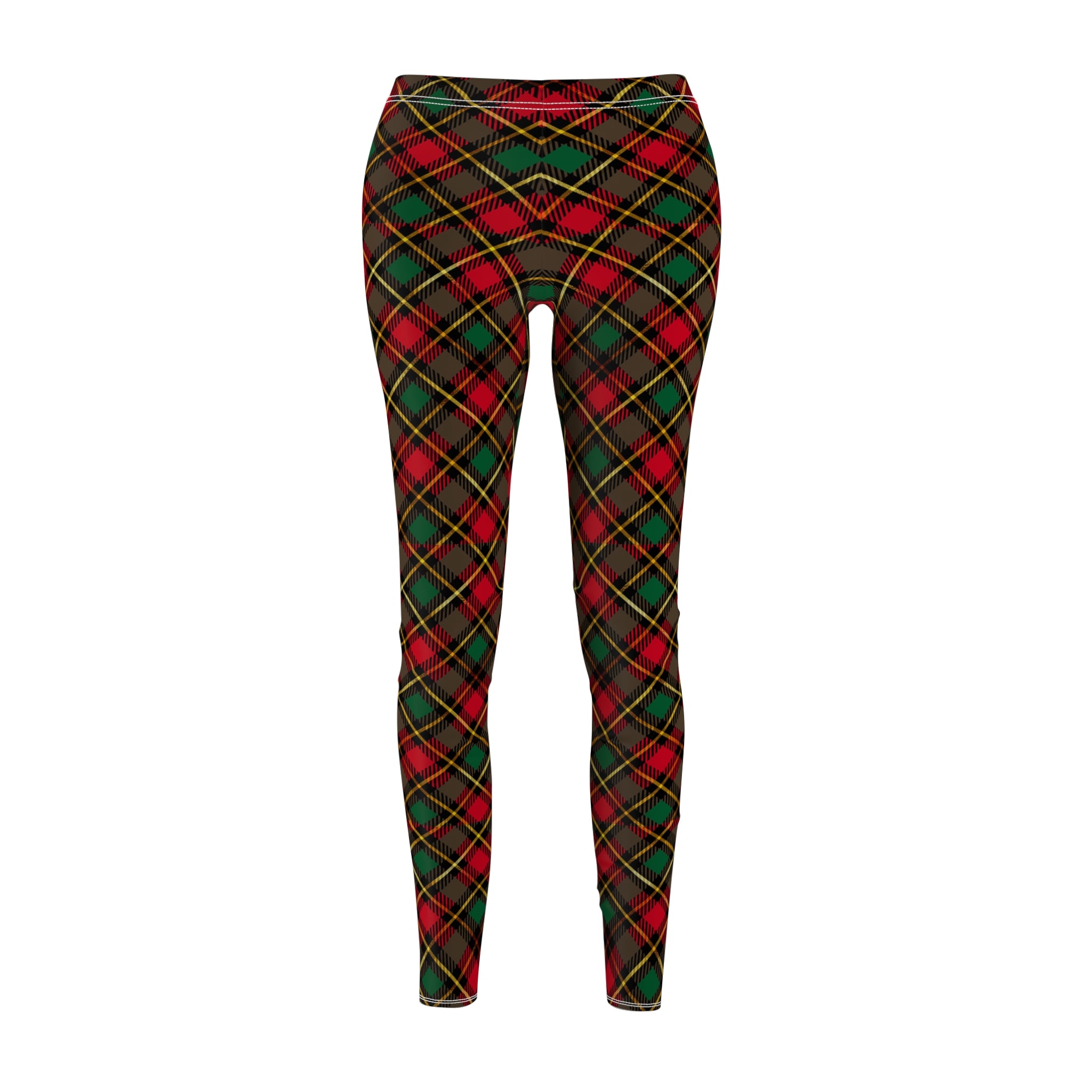 Festive Holiday Leggings - Red, Green and Gold Plaid