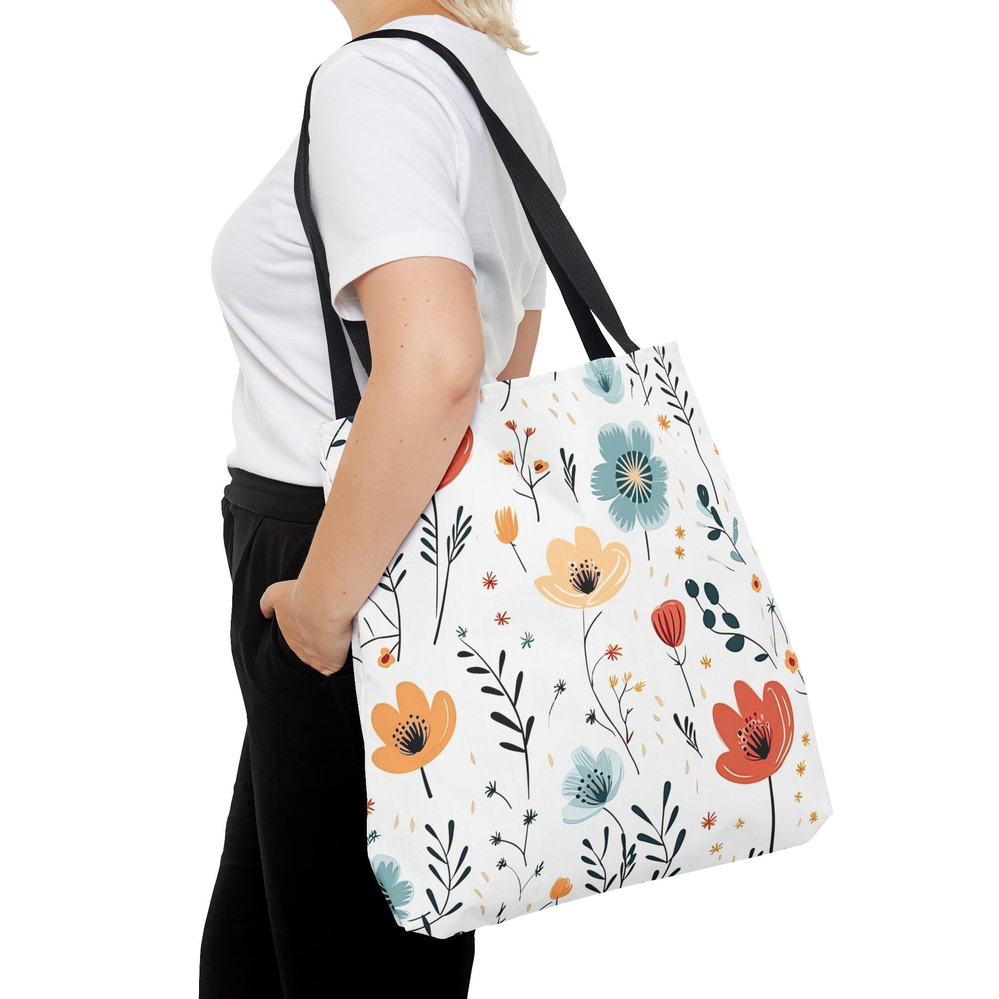 Reusable Tote Bag - Colorful Flowers (Light)