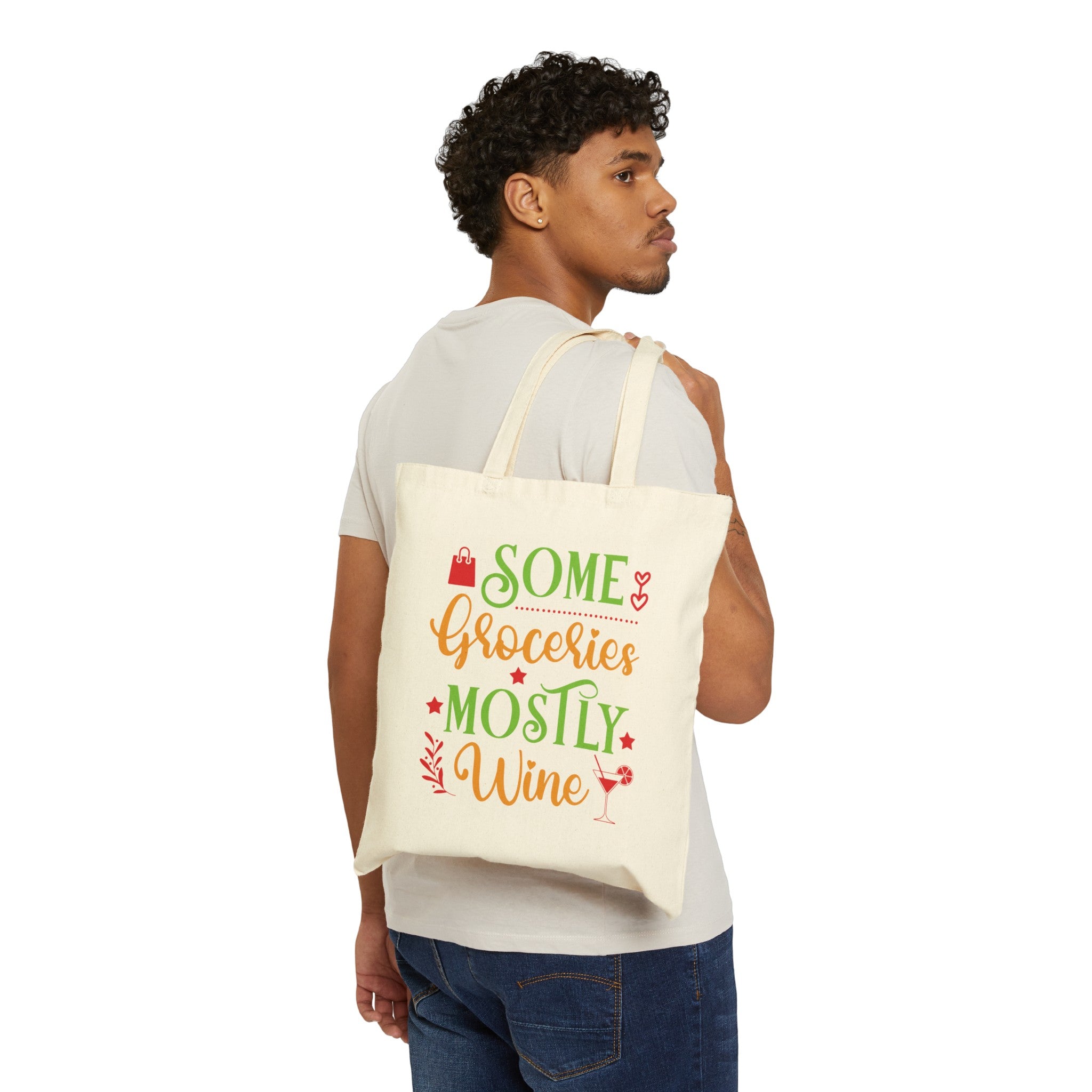 Reusable Tote Bag - Some Groceries, Mostly Wine