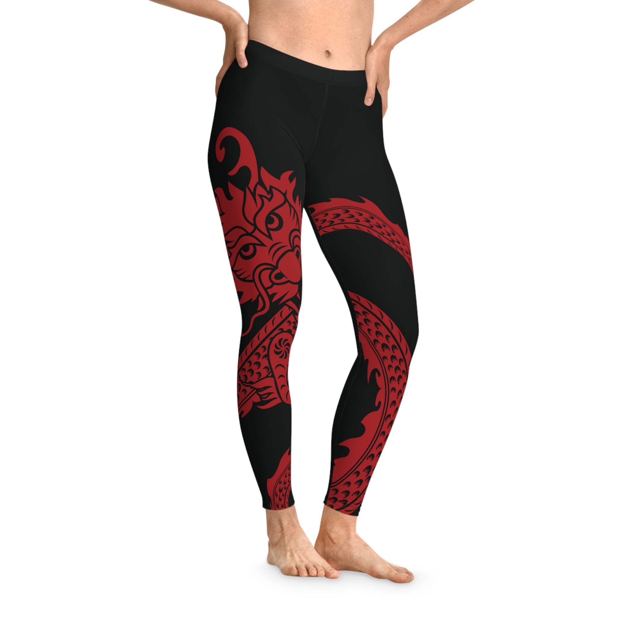 Womens Stretchy Leggings - Red Dragon