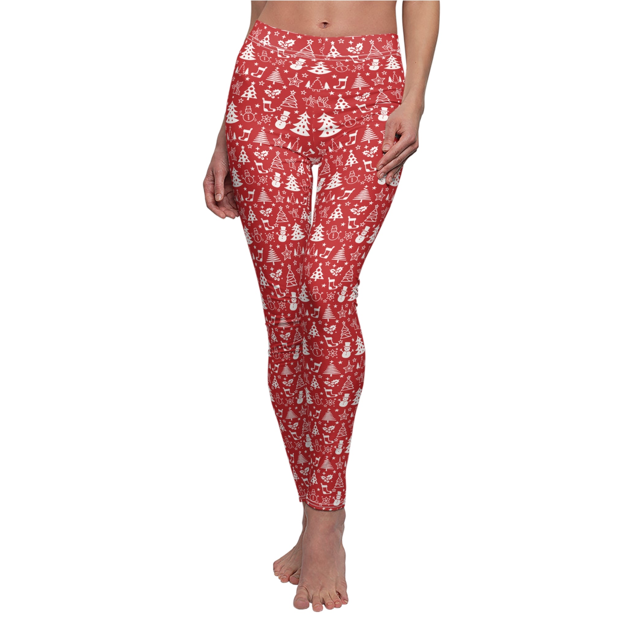 Festive Holiday Leggings - Red and White Christmas Designs