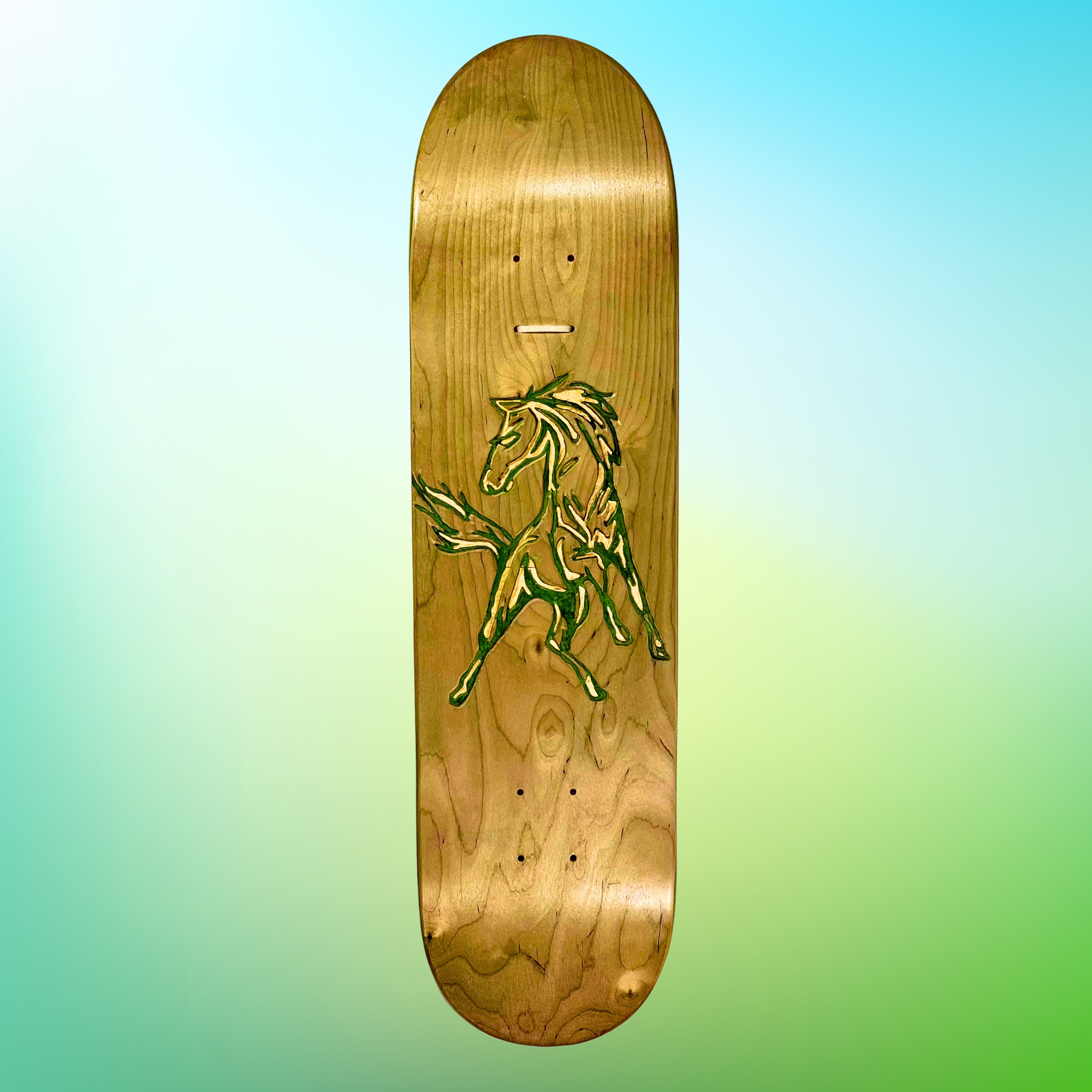 **MCHS Mustang Spirit Skateboard** Handmade by accomplished artist, Chip Herwegh