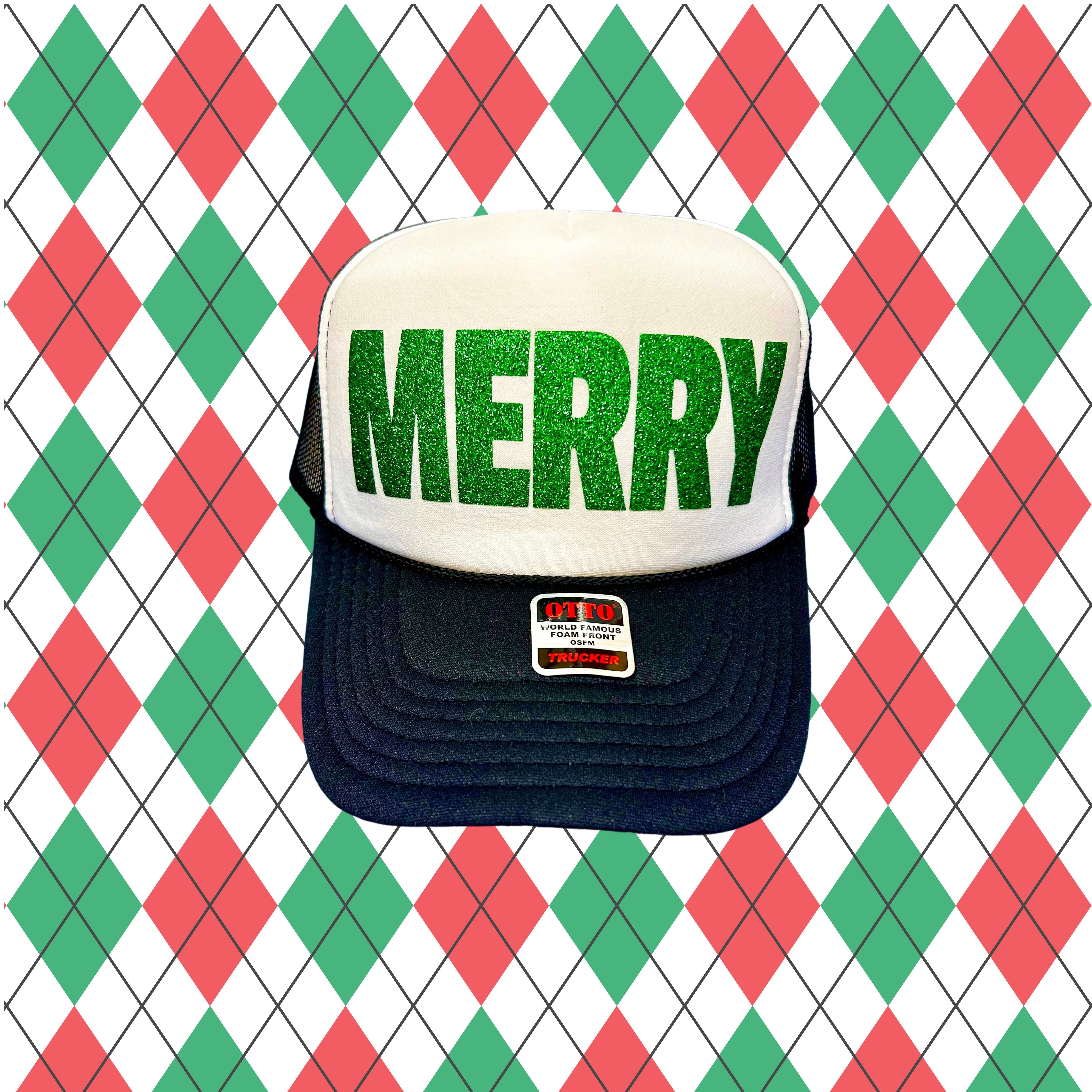 **Holiday Christmas Trucker Hats – Black and White, Festive Styles for All Your Celebrations!**