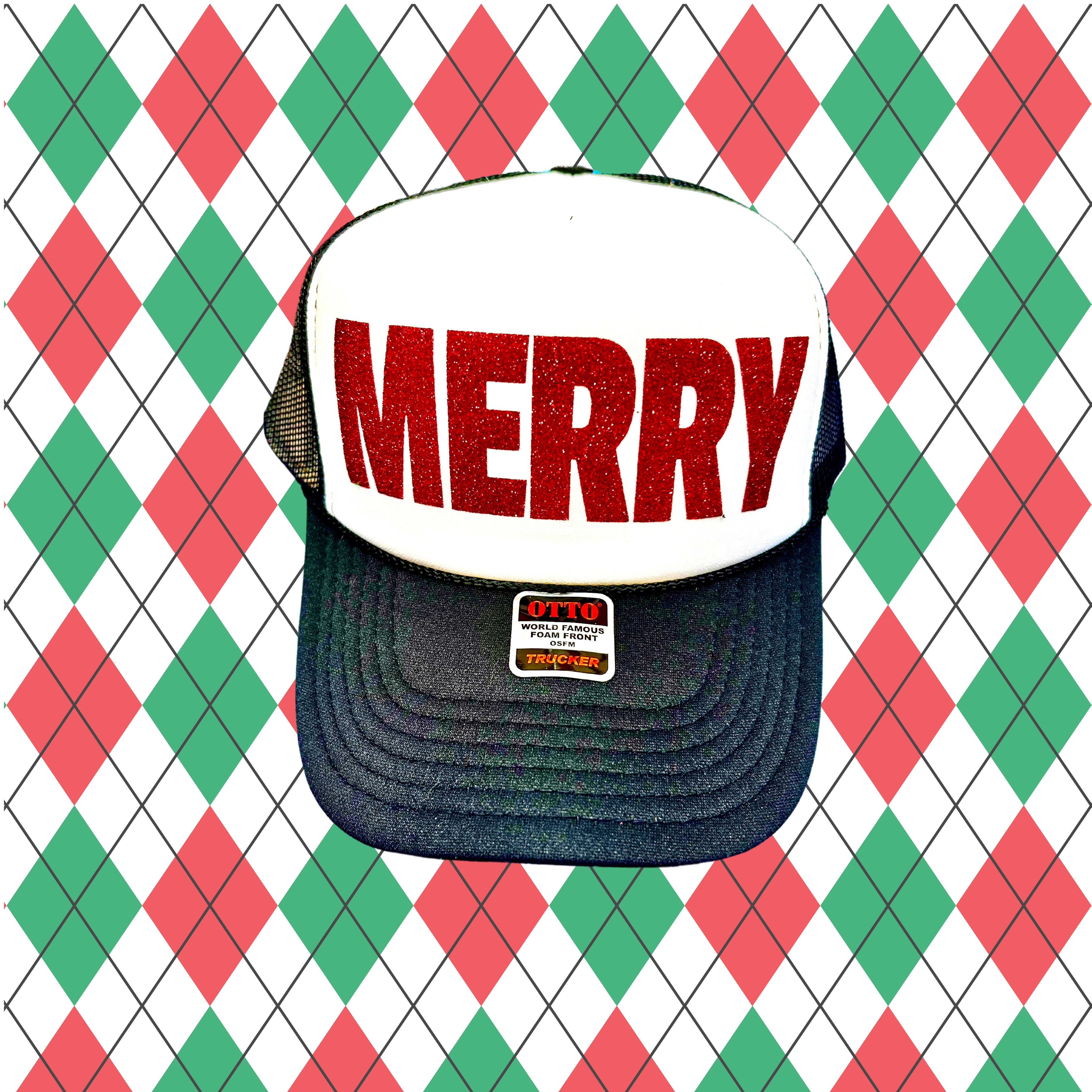 **Holiday Christmas Trucker Hats – Black and White, Festive Styles for All Your Celebrations!**