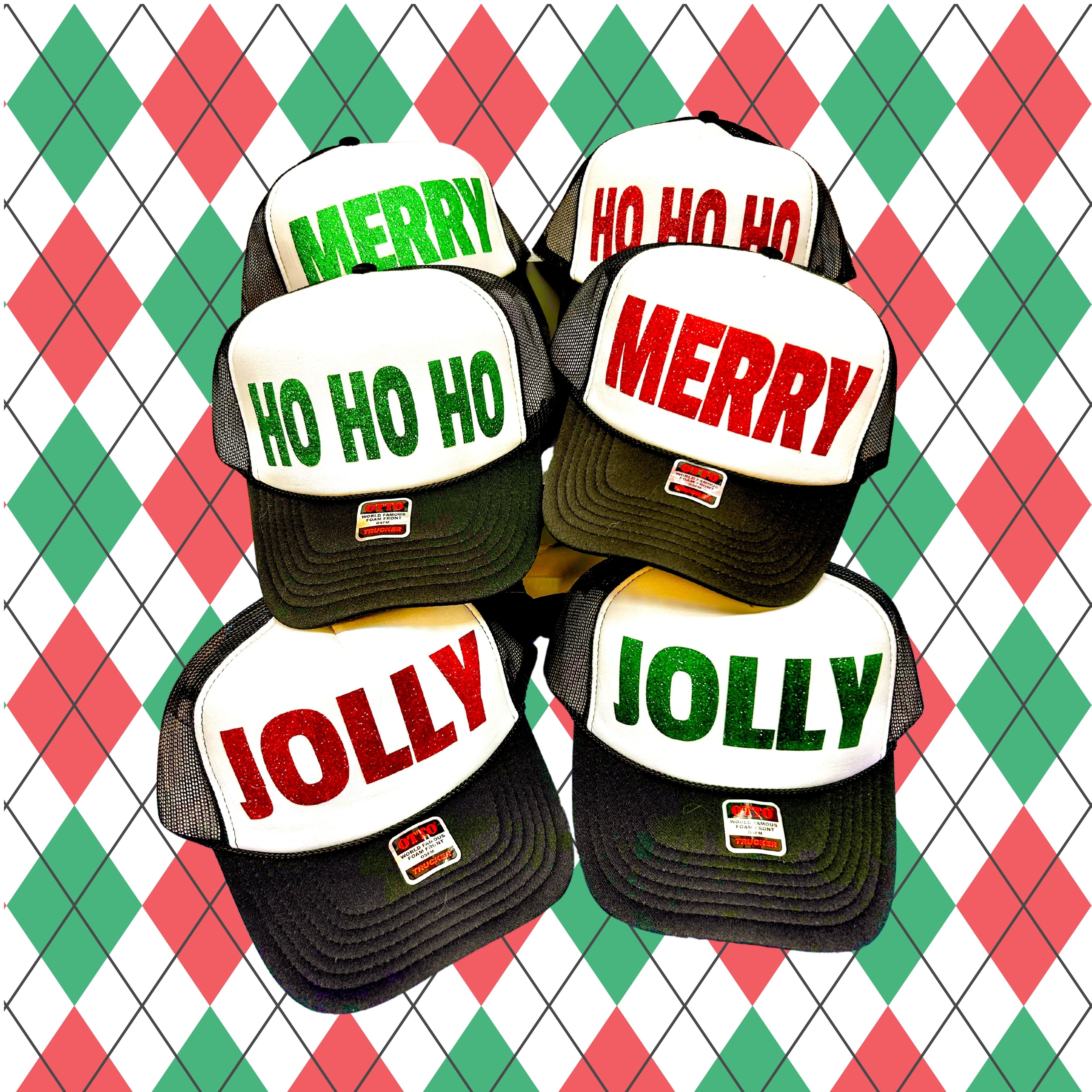 **Holiday Christmas Trucker Hats – Black and White, Festive Styles for All Your Celebrations!**