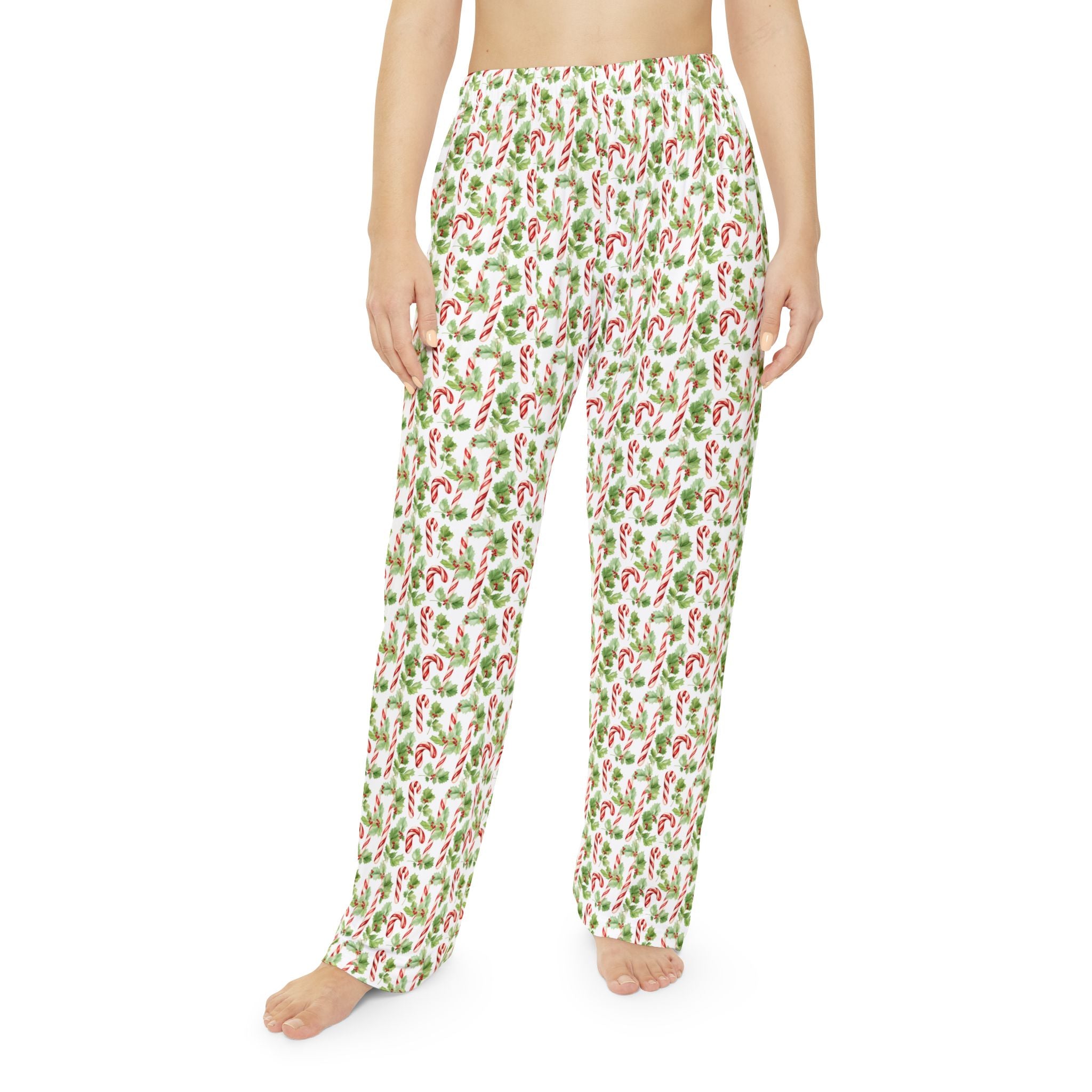 Women's Cozy Holiday Lounge Pants - Vintage Candy Canes