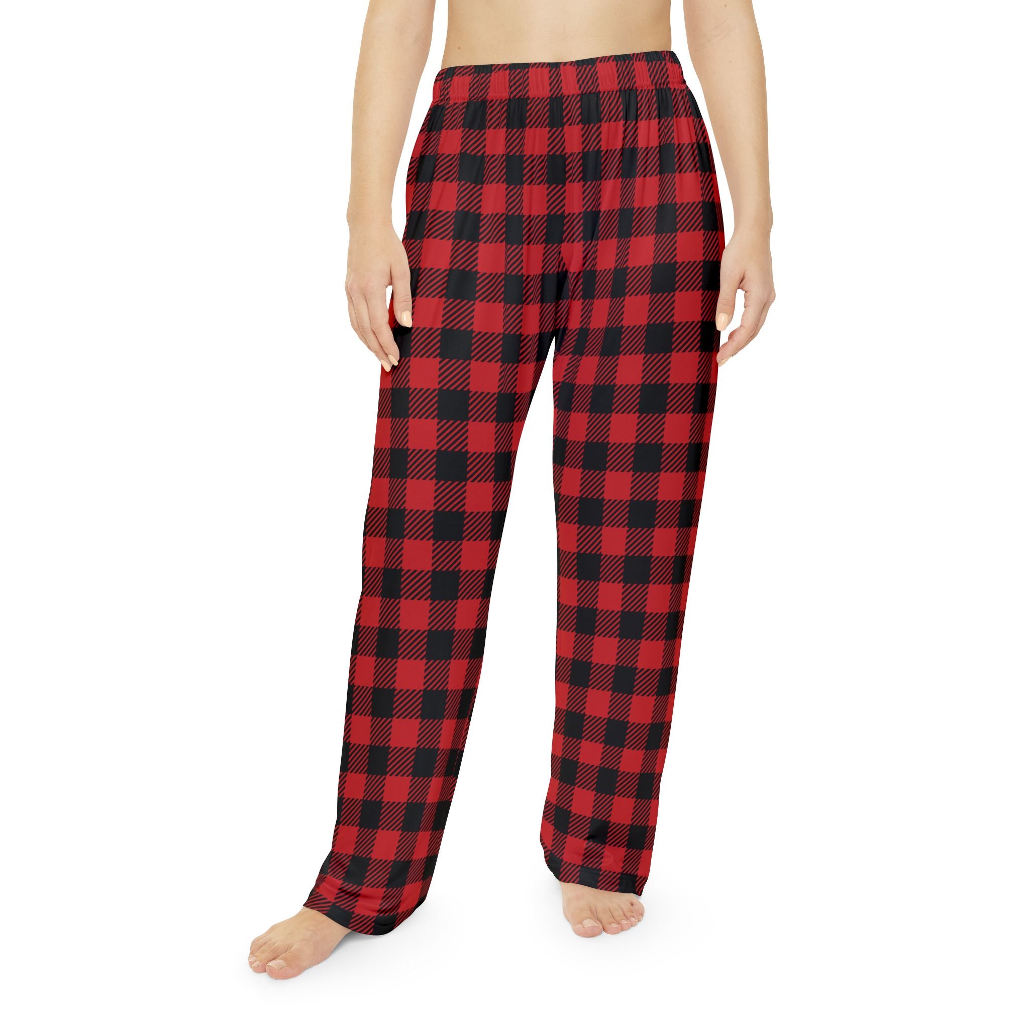 Women's Cozy Holiday Lounge Pants - Red Buffalo Plaid