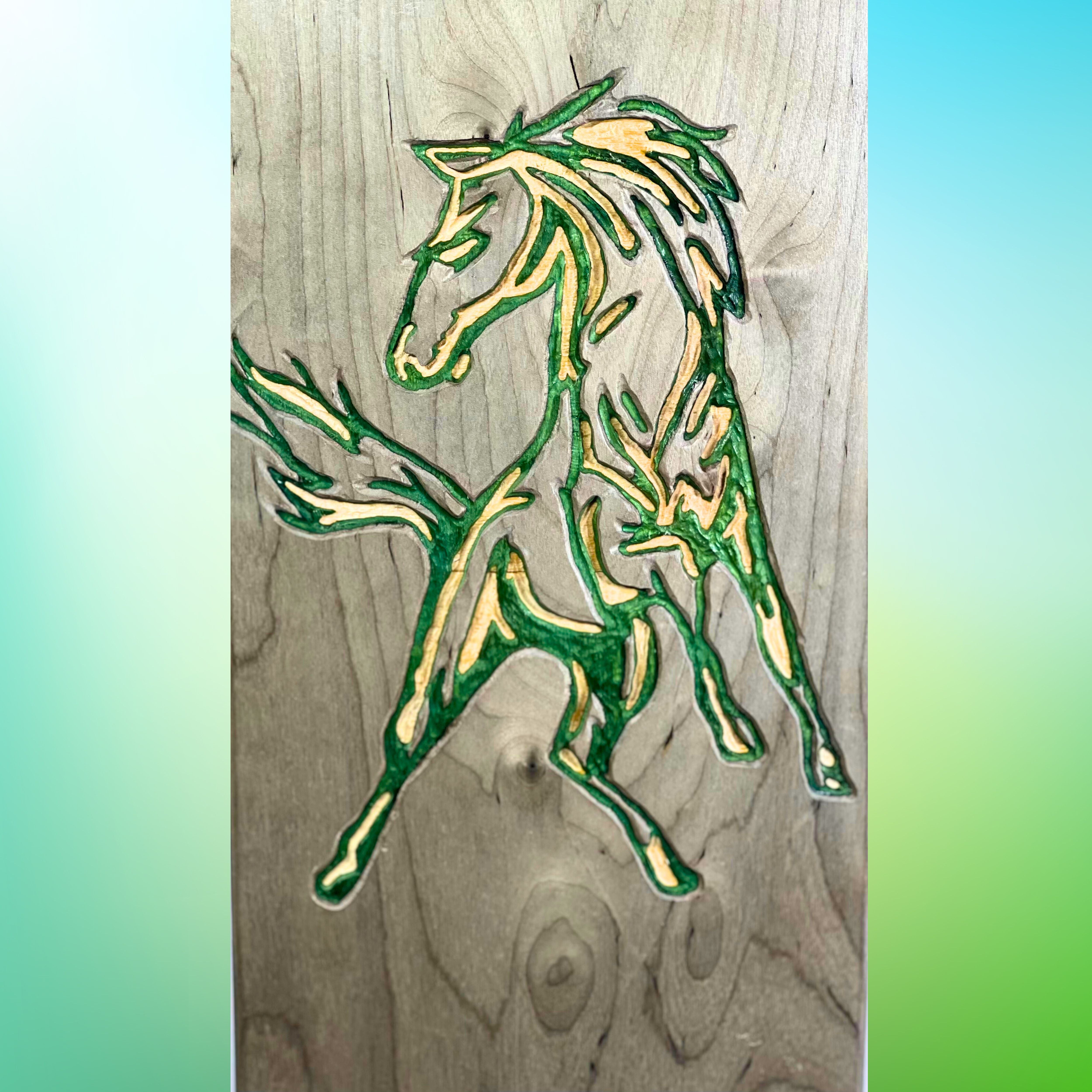 **MCHS Mustang Spirit Skateboard** Handmade by accomplished artist, Chip Herwegh