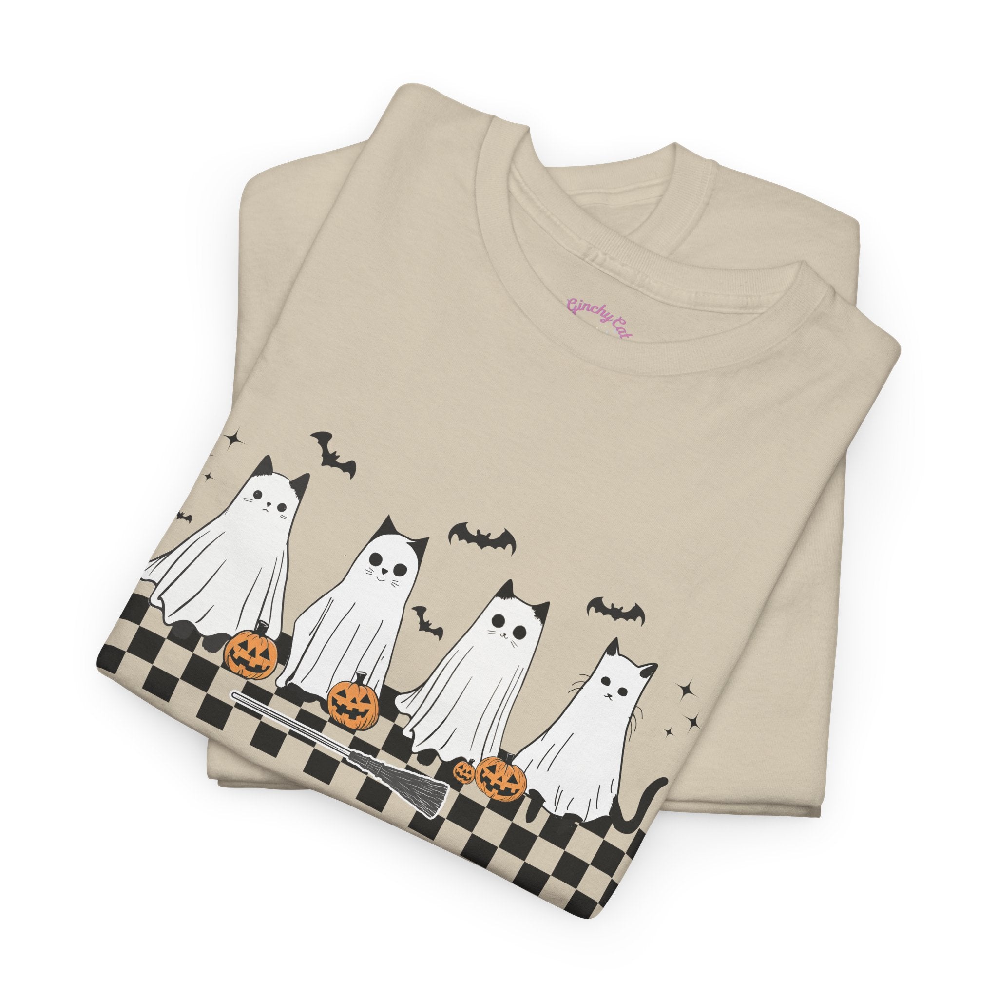 Spooky Halloween Cats Unisex Cotton Short Sleeve T-Shirt