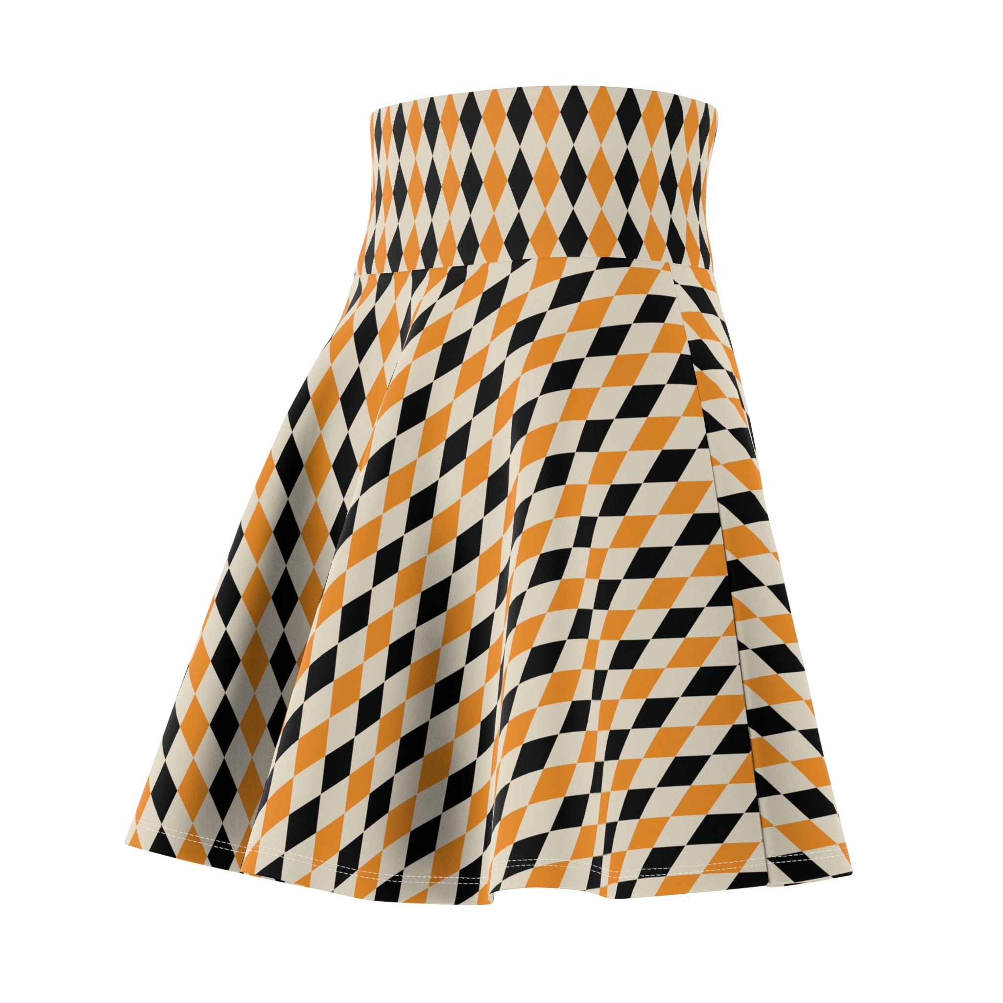 Halloween Diamond Check Women's Skater Skirt