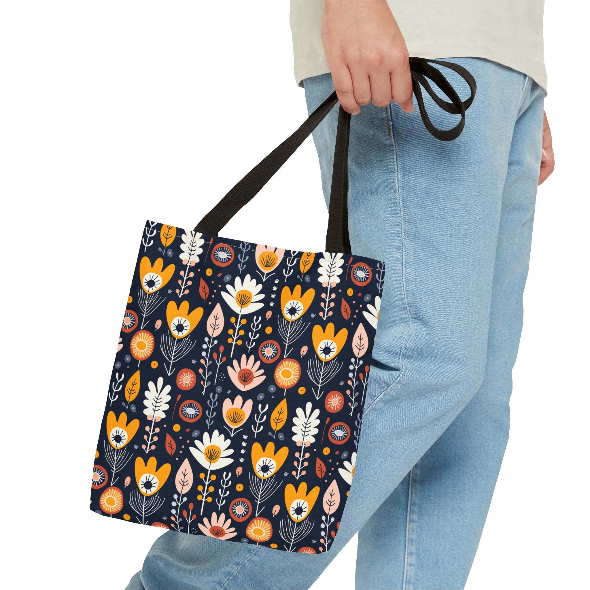 Reusable Tote Bag - Bright Flowers (Dark)